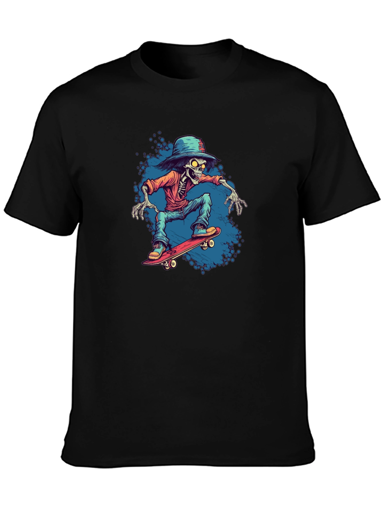 Skeleton Skateboarder Graphic Tee - Cool Streetwear