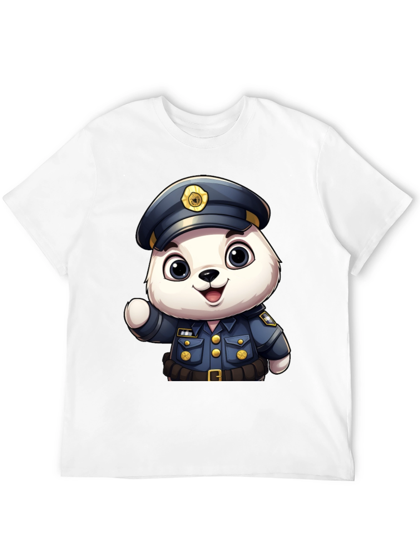 Cute Police Bear T-Shirt: Premium Black Cotton