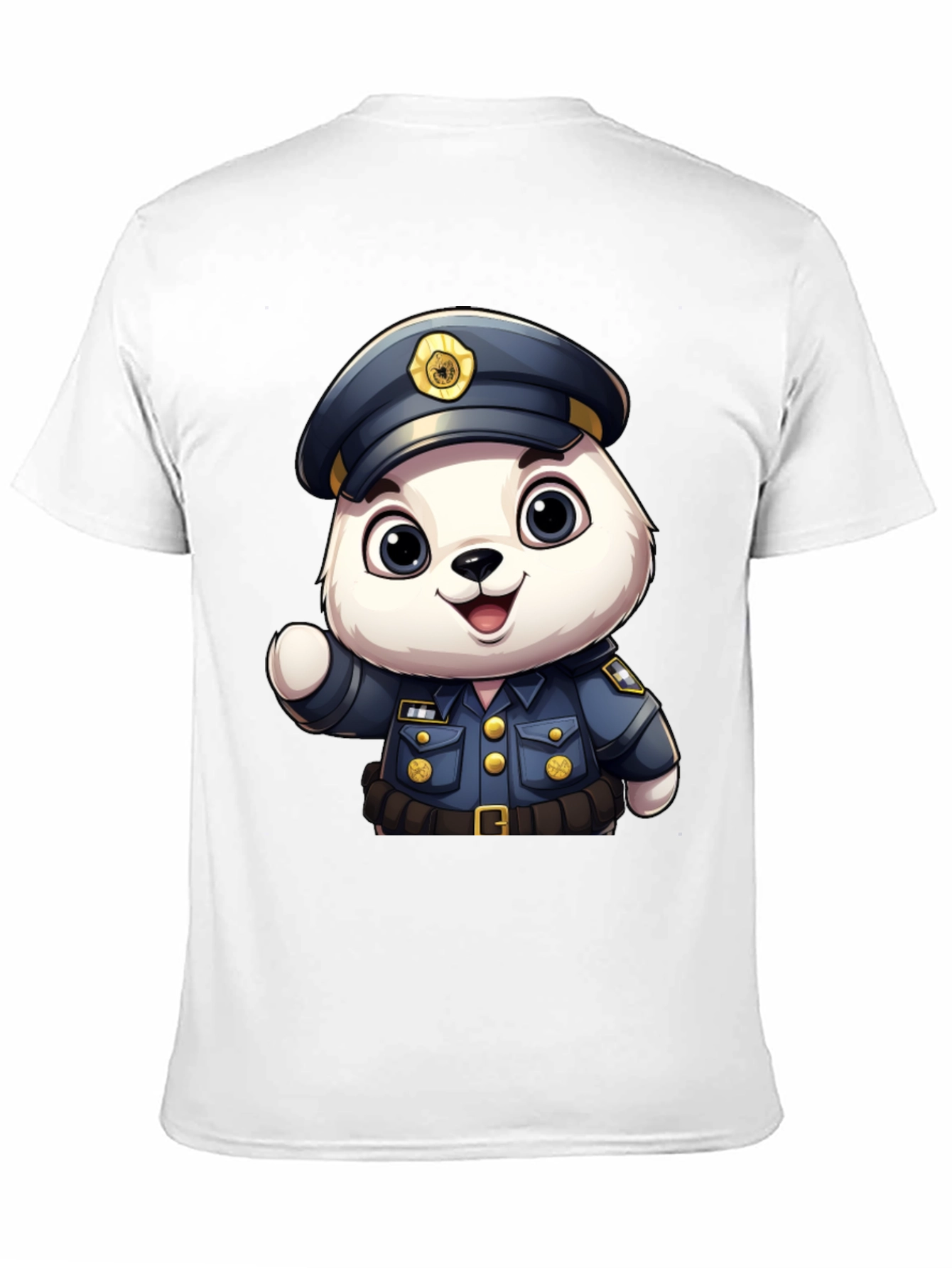 Cute Police Bear T-Shirt: Premium Black Cotton
