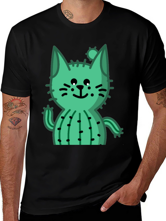Cactus Cat Black T-Shirt - Trendy and Unique