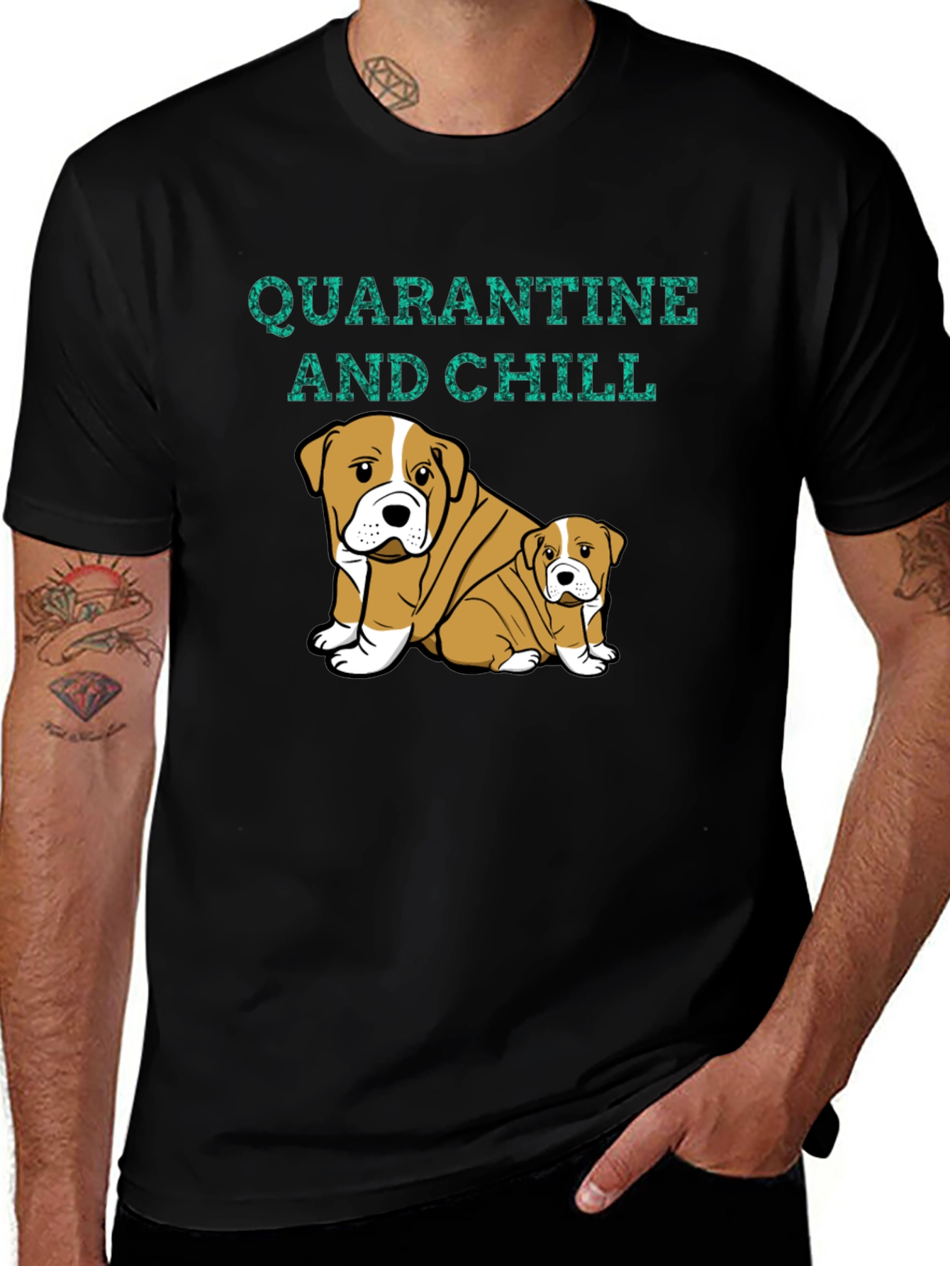 Quarantine and Chill Bulldog Graphic Tee