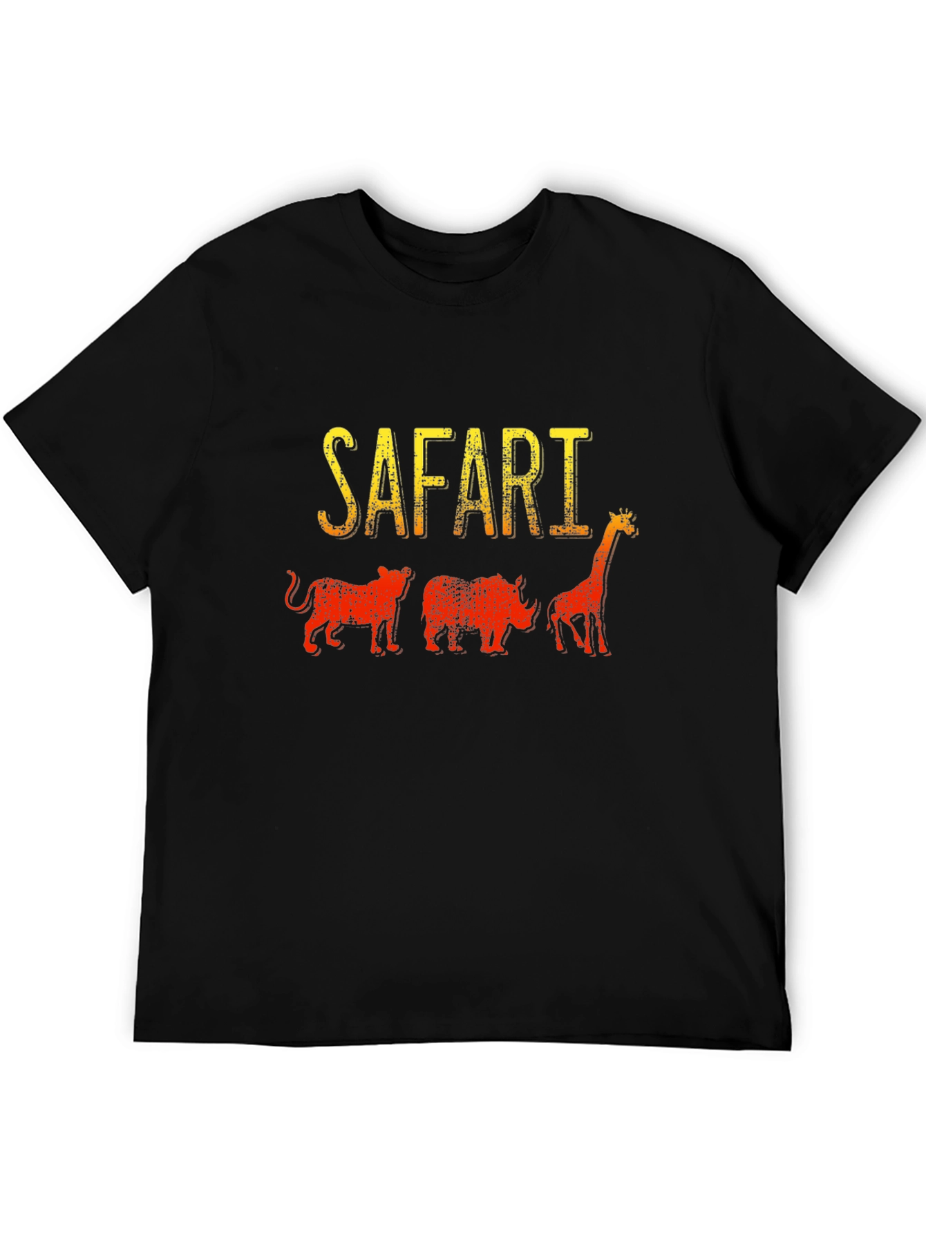 Safari Animals Graphic T-Shirt - Black Cotton Tee