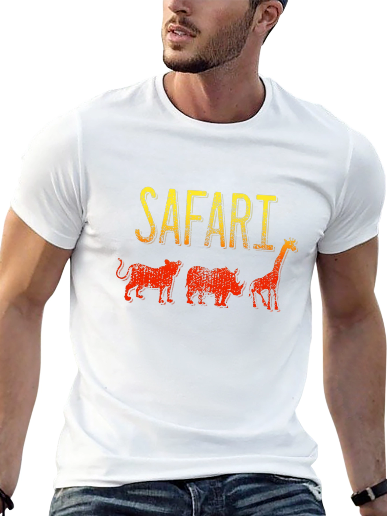 Safari Animals Graphic T-Shirt - Black Cotton Tee