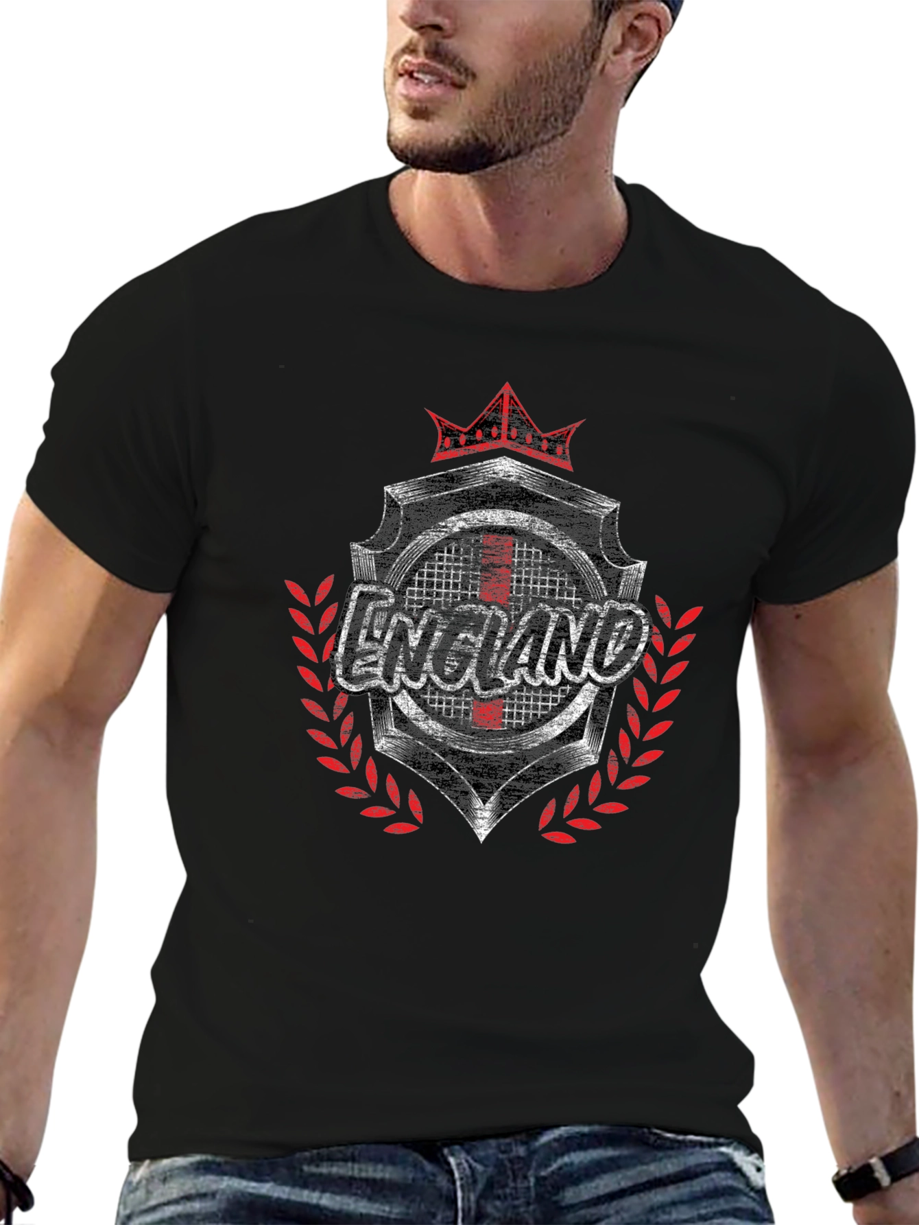 England Graphic Print Black T-Shirt