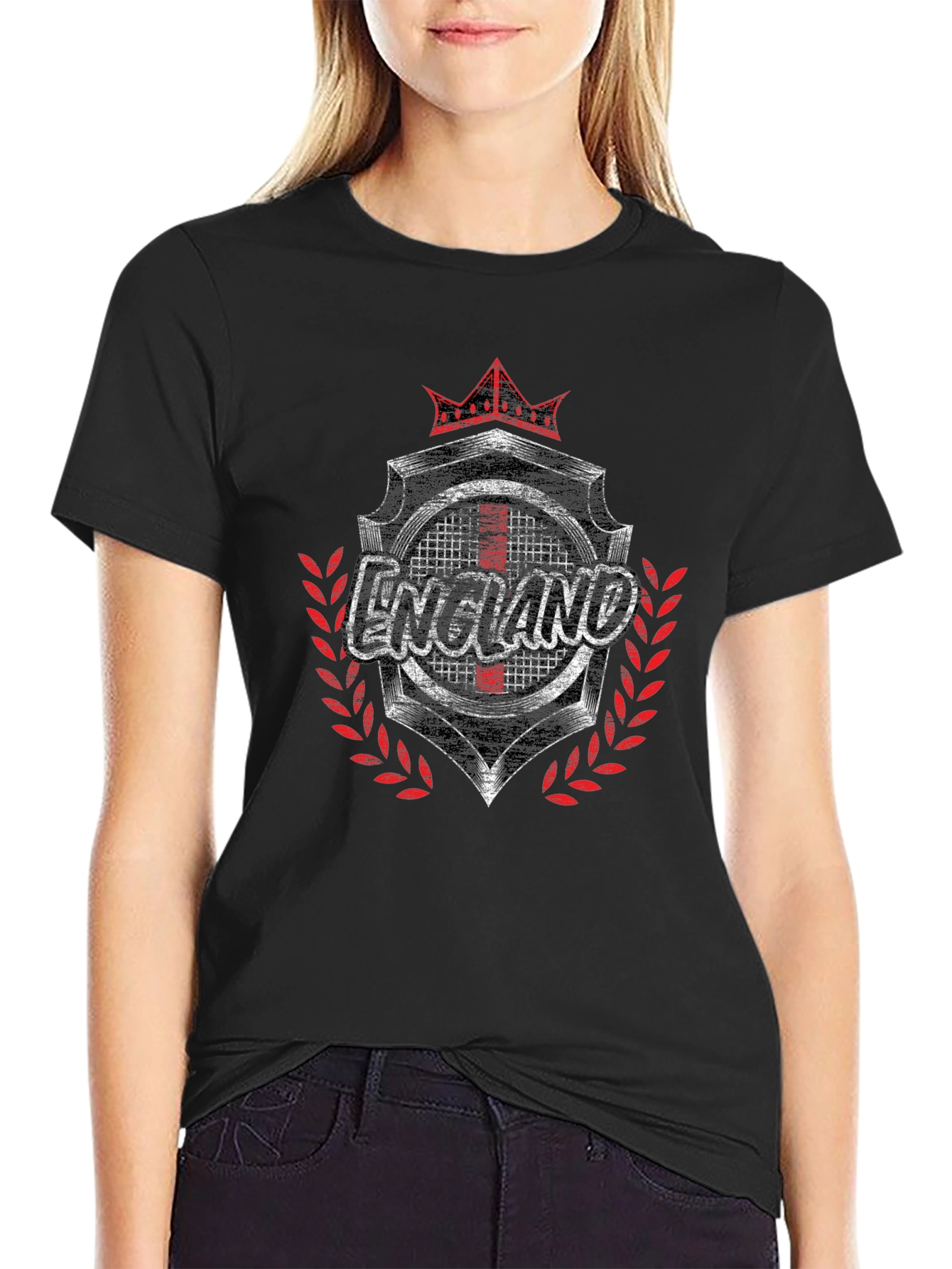 England Graphic Print Black T-Shirt