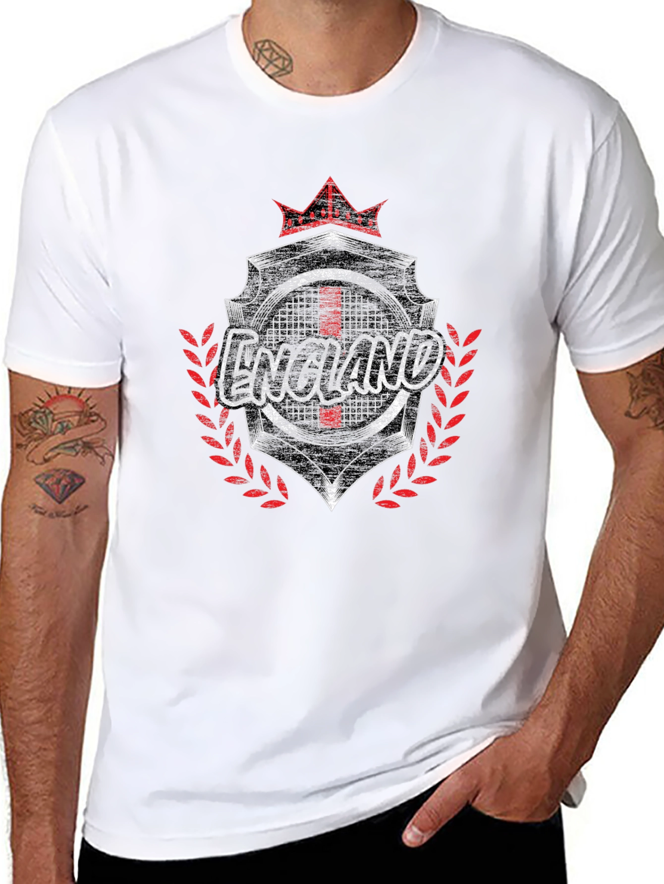 England Graphic Print Black T-Shirt