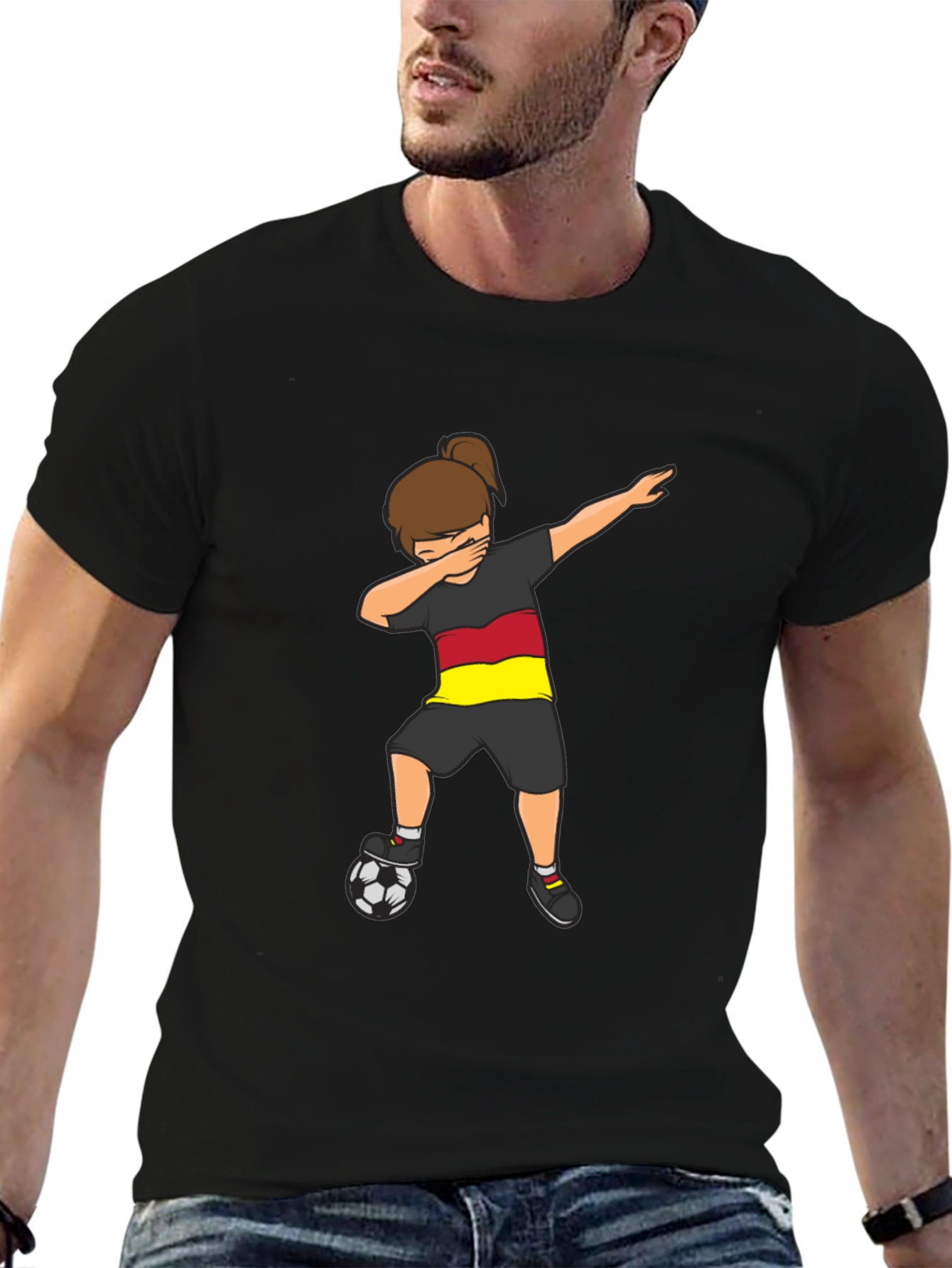 Germany Soccer Dabbing Girl Black T-Shirt