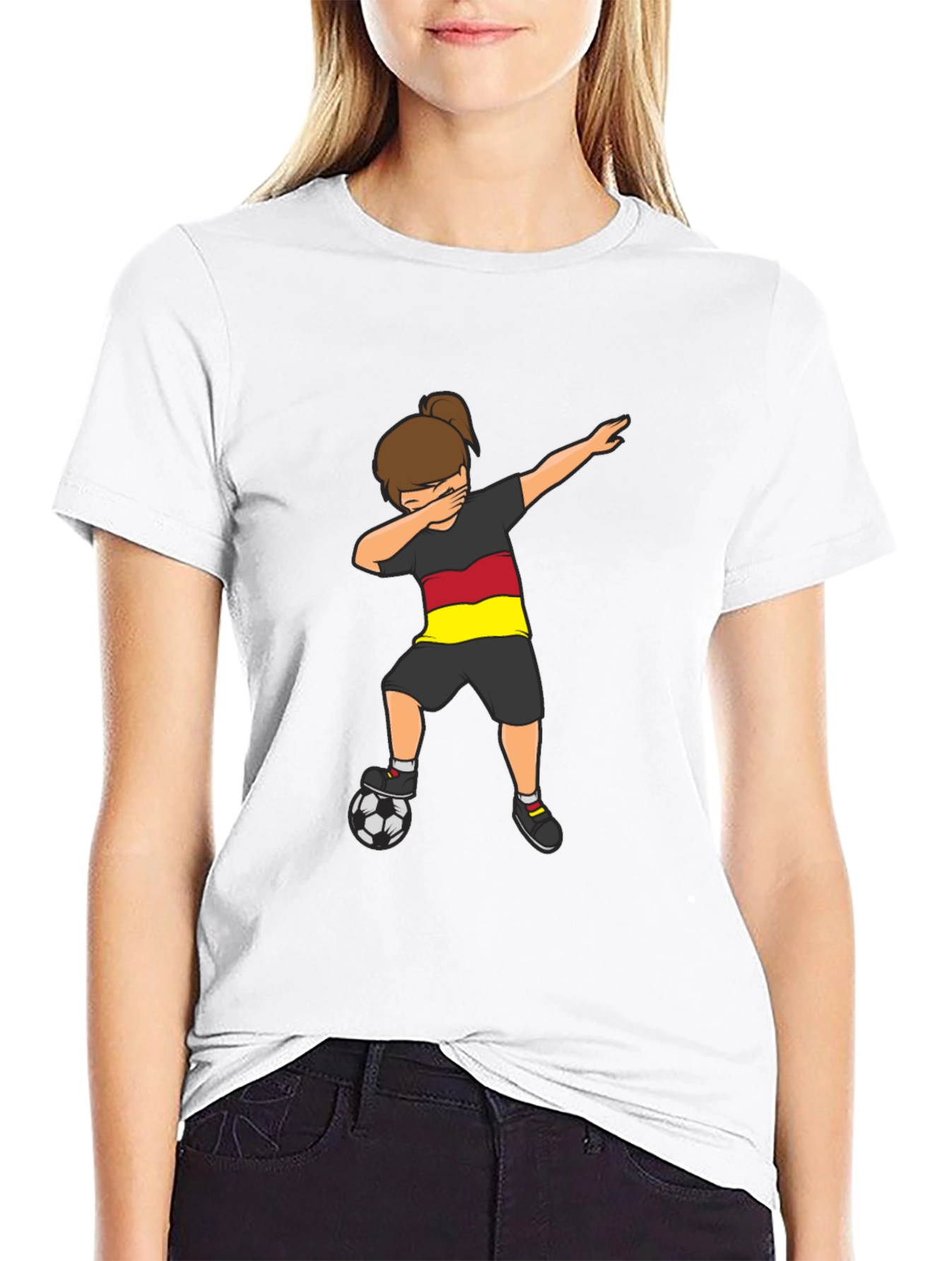 Germany Soccer Dabbing Girl Black T-Shirt