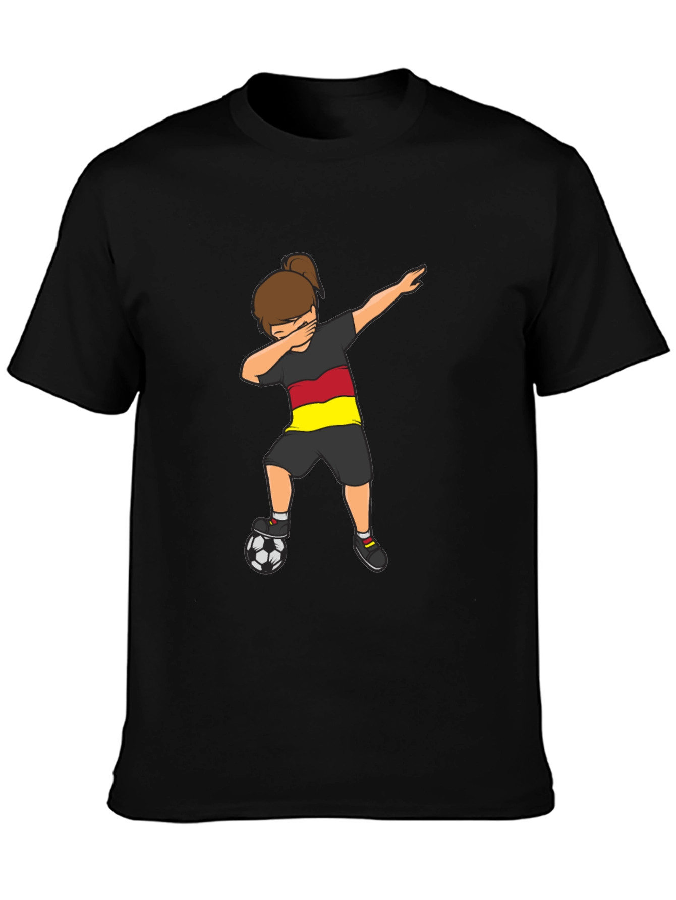 Germany Soccer Dabbing Girl Black T-Shirt