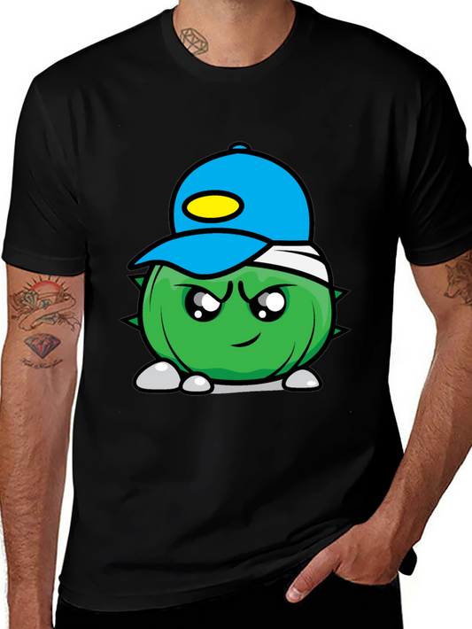 Cartoon Spiked Ball Black Tee