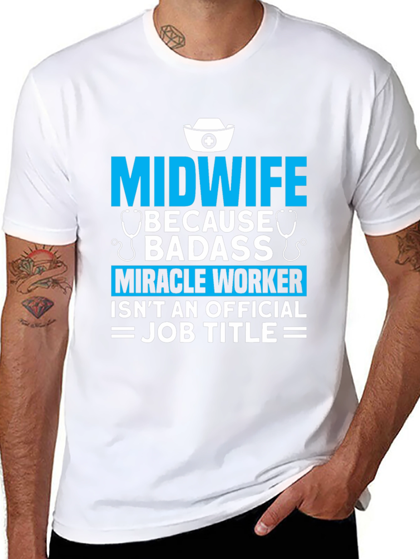 Midwife Badass Job Title Graphic T-Shirt