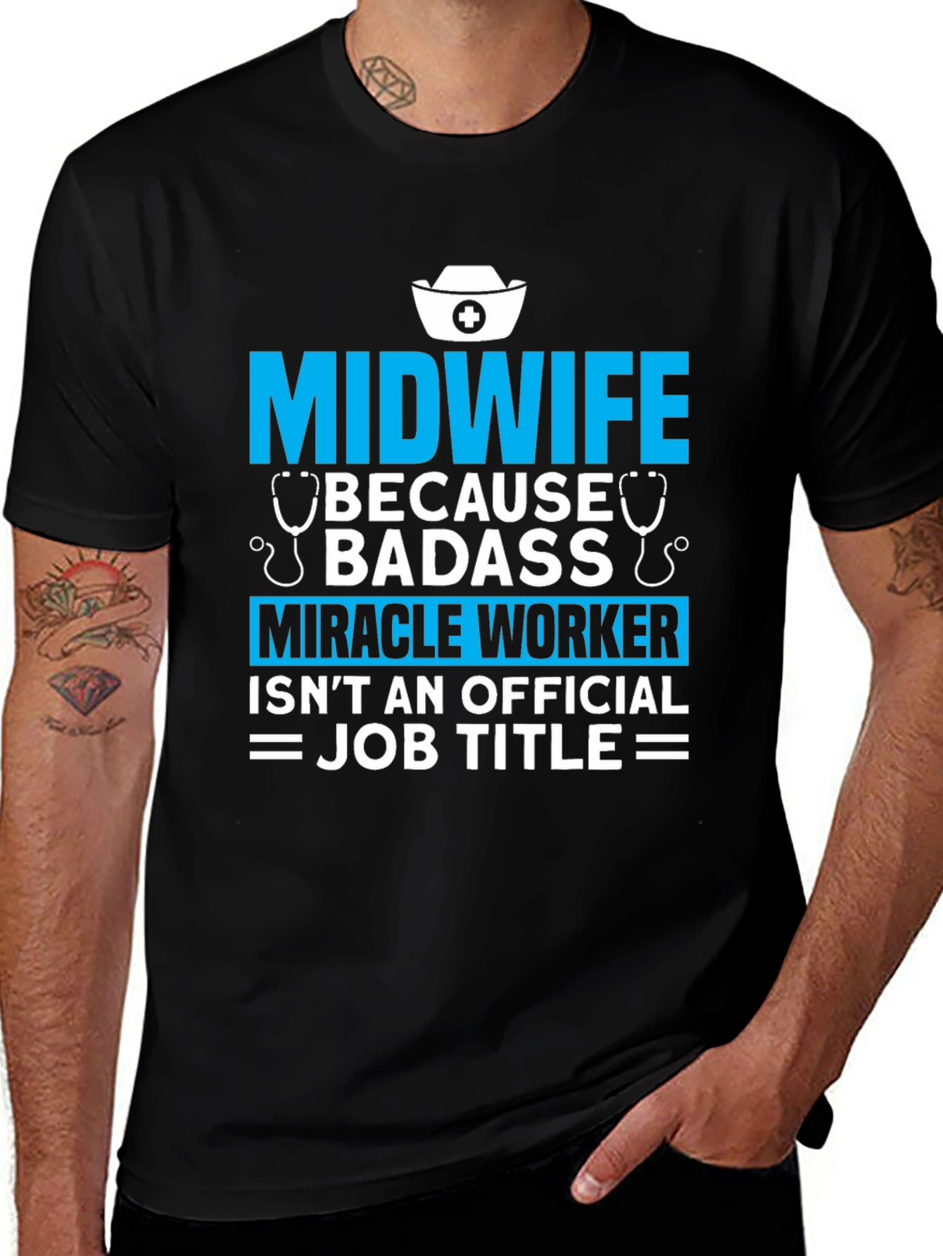 Midwife Badass Job Title Graphic T-Shirt