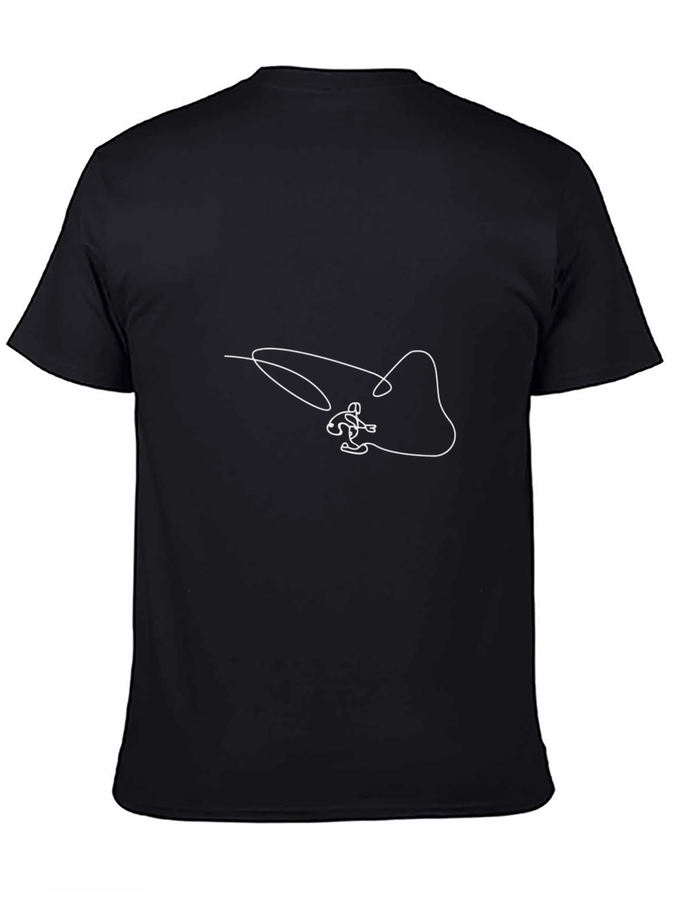 Mens Black Skier Line Art T-Shirt