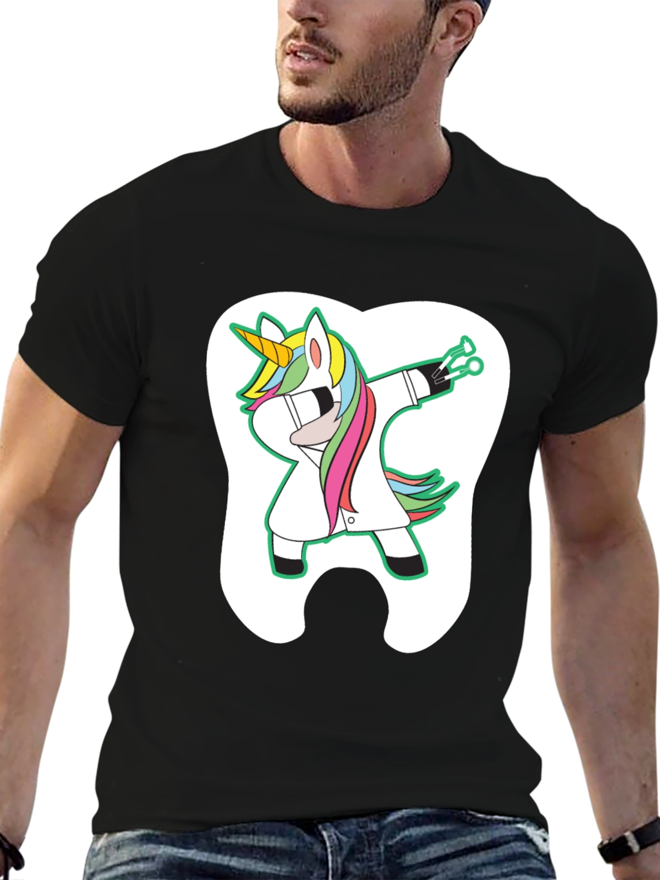 Unicorn Dentist Dabbing Graphic T-Shirt