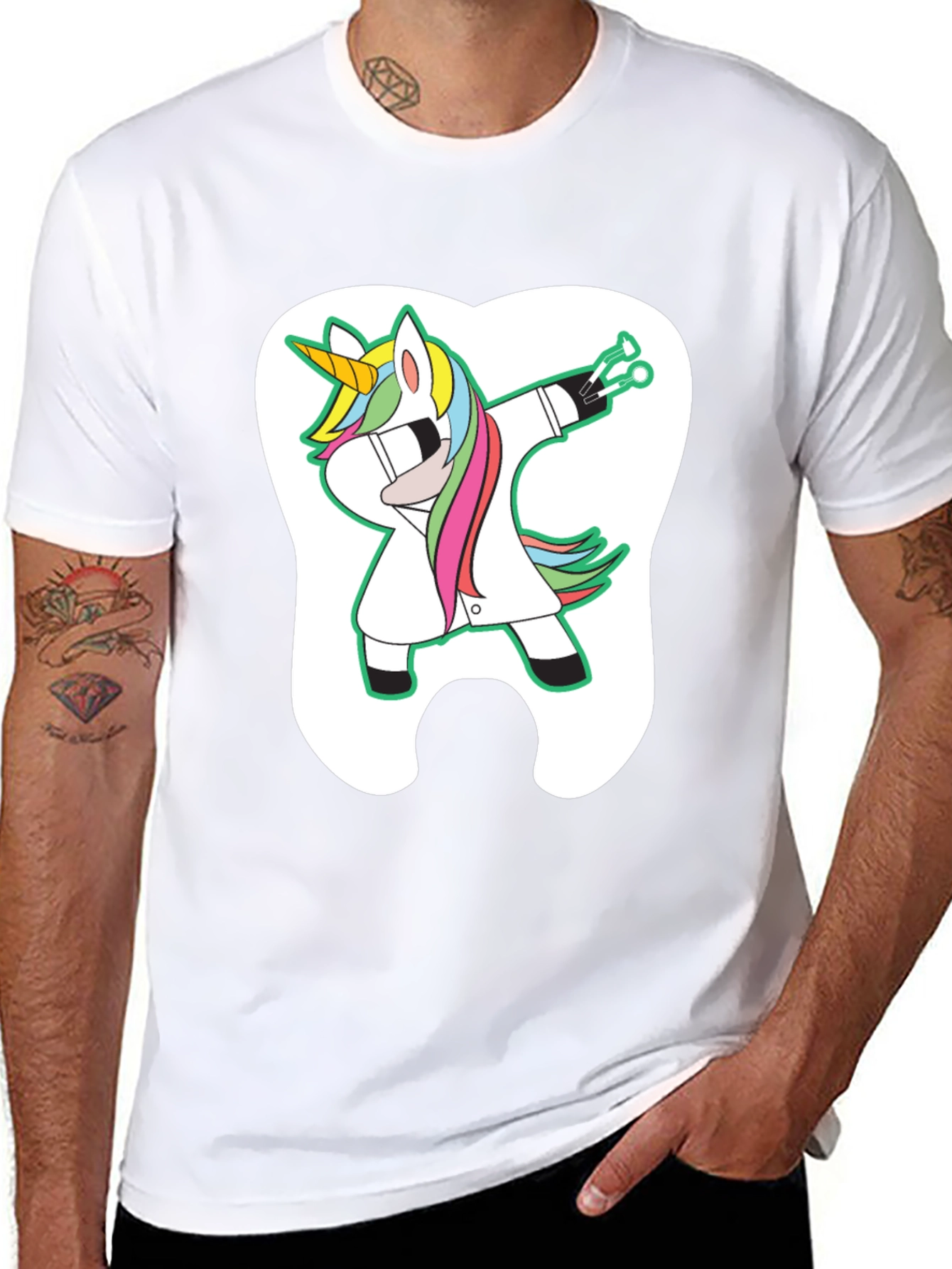 Unicorn Dentist Dabbing Graphic T-Shirt