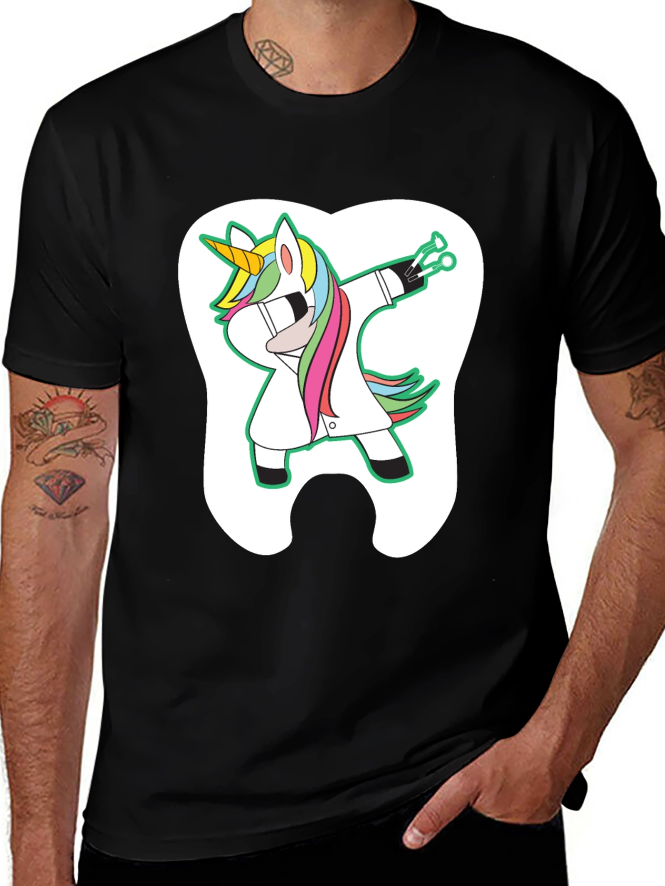 Unicorn Dentist Dabbing Graphic T-Shirt