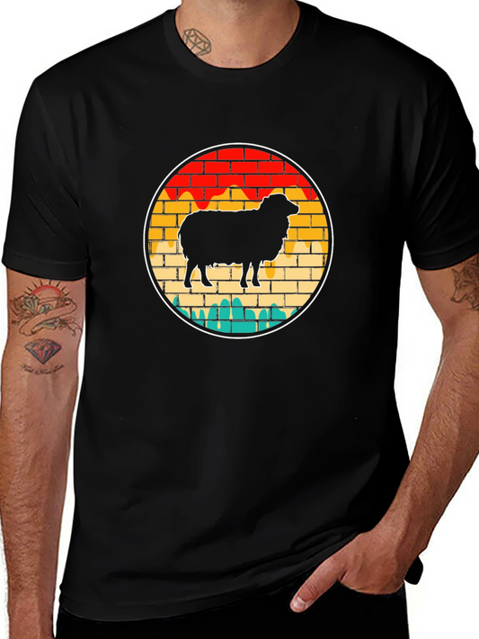 Retro Sheep Graphic Tee - Brick Wall Design