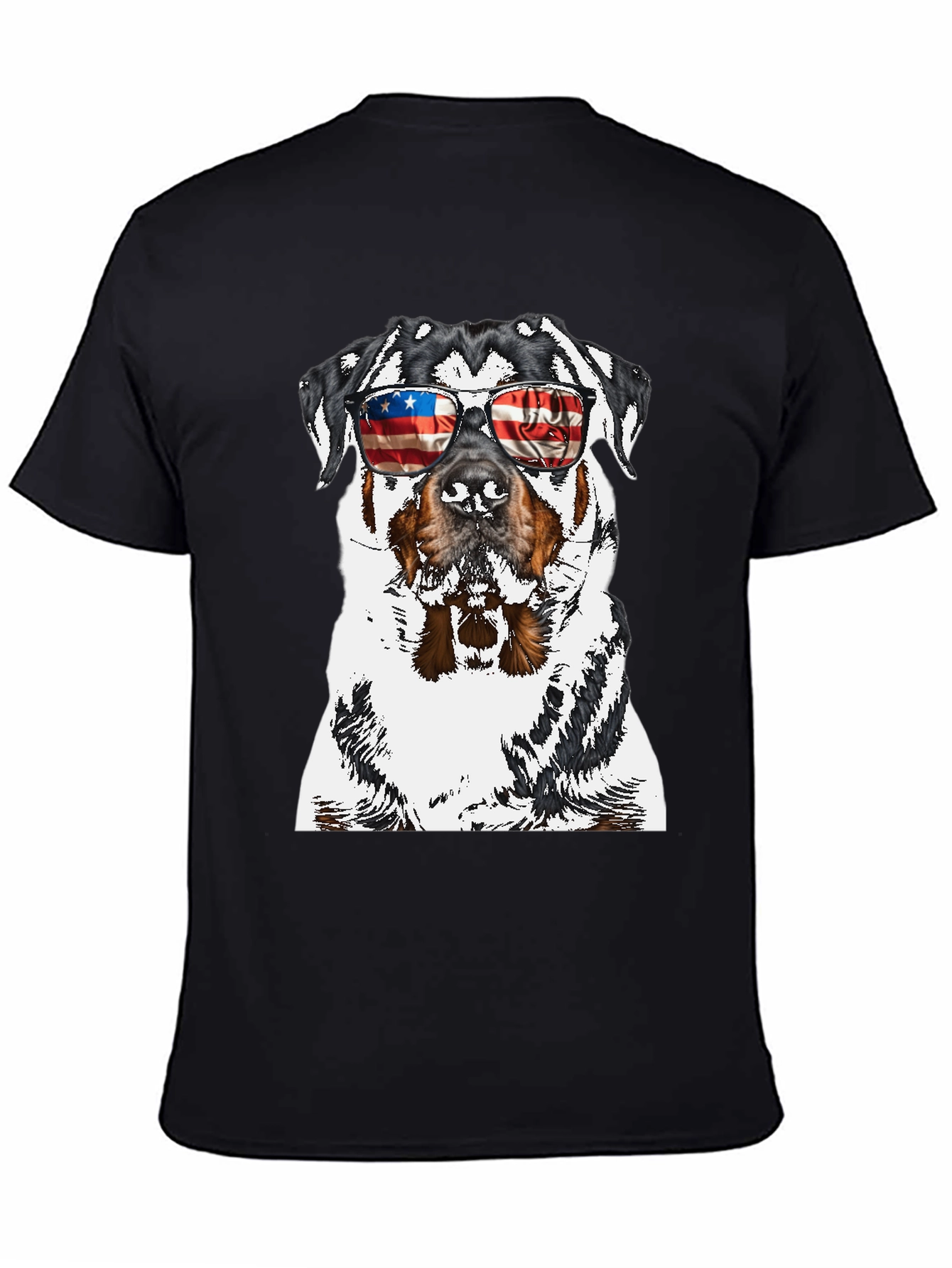 Rottweiler Dog Patriotic USA Flag Sunglasses T-Shirt