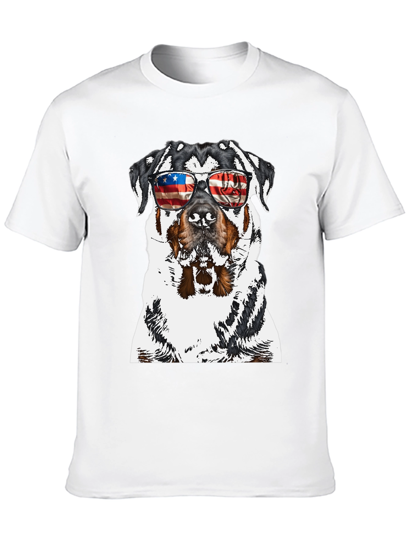 Rottweiler Dog Patriotic USA Flag Sunglasses T-Shirt