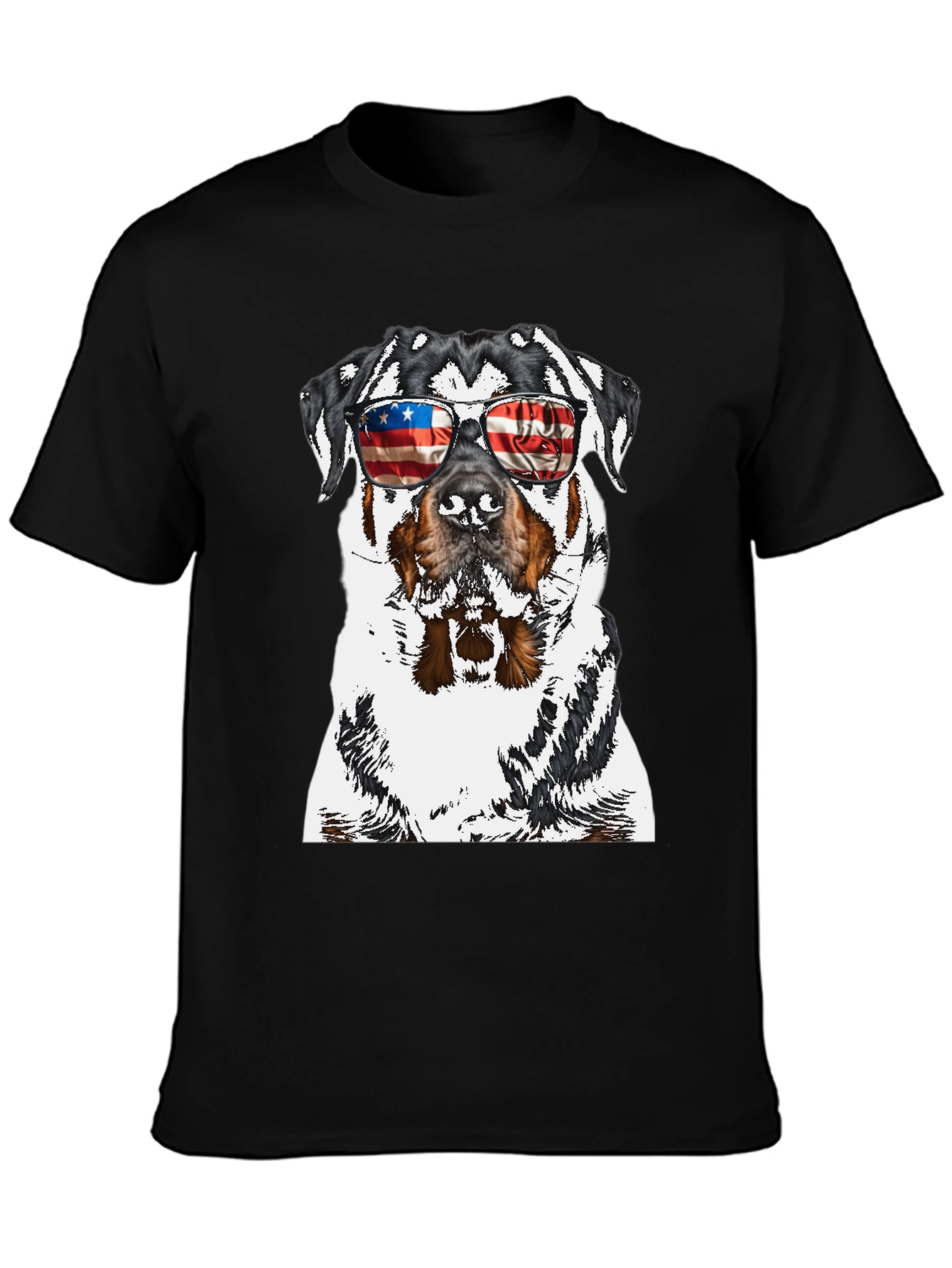 Rottweiler Dog Patriotic USA Flag Sunglasses T-Shirt