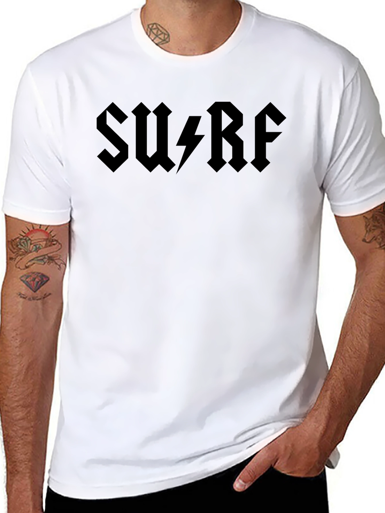 Surf AC DC Style Black Graphic T-Shirt