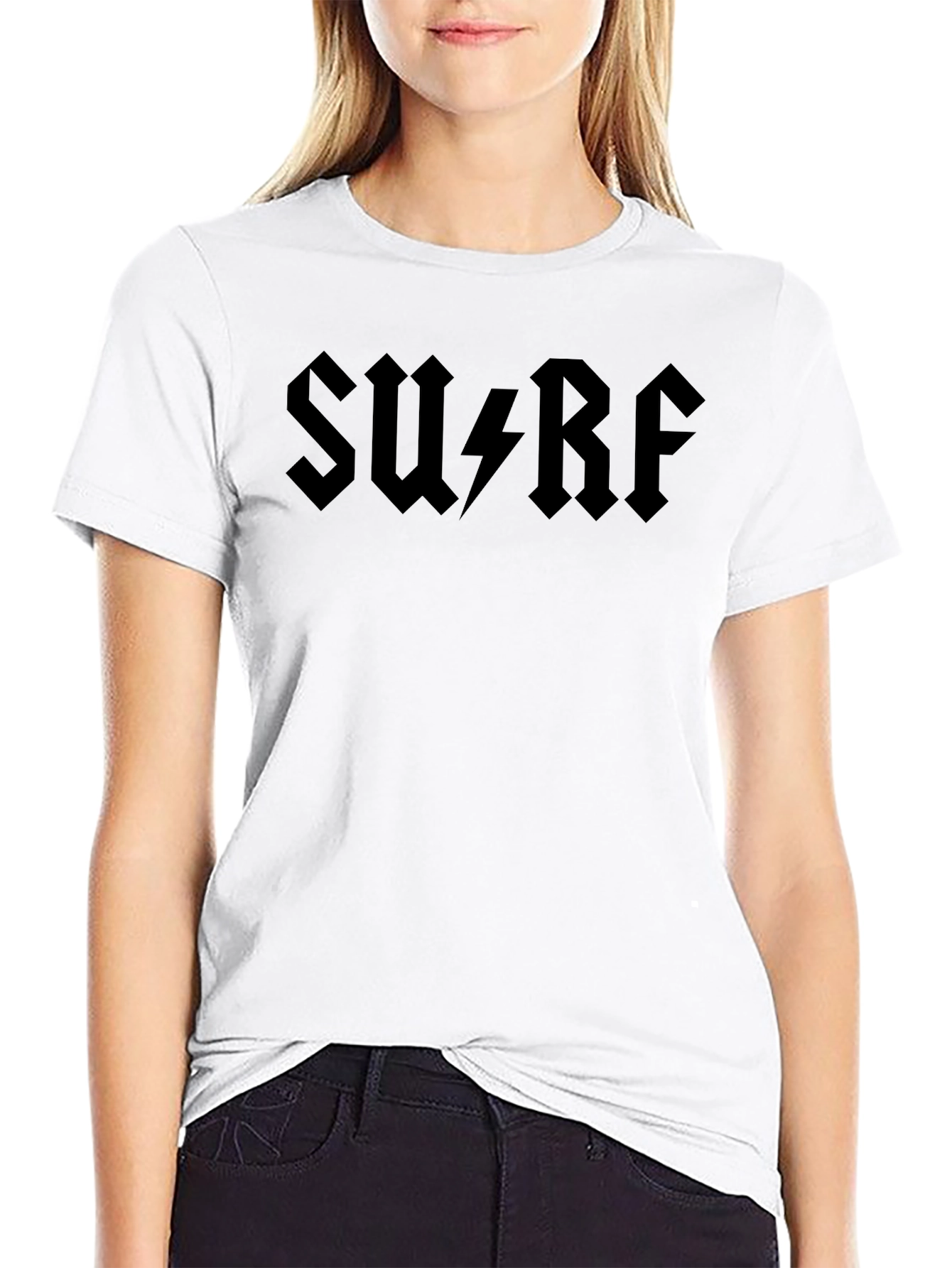 Surf AC DC Style Black Graphic T-Shirt