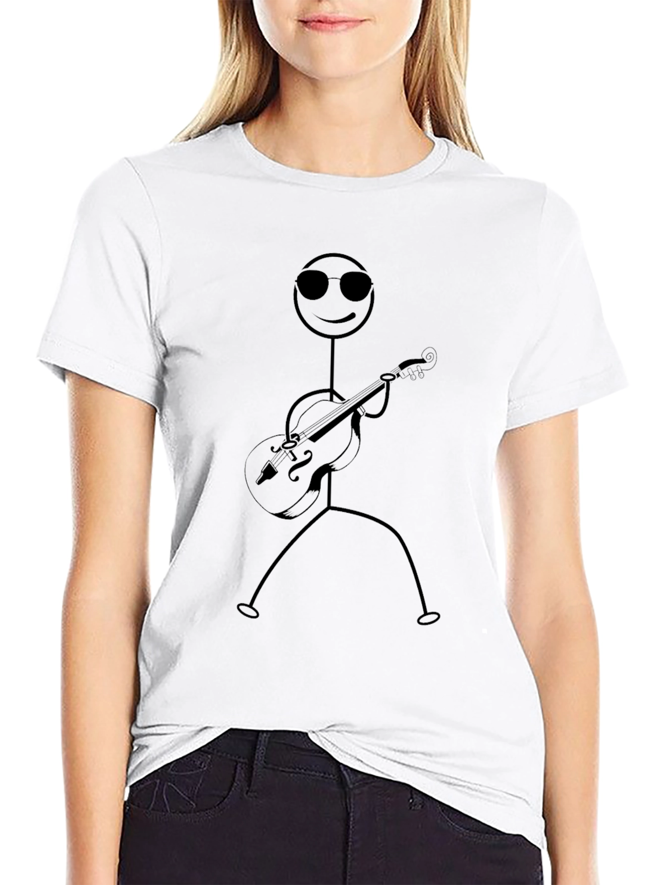 Stick Figure Violinist Graphic Tee
