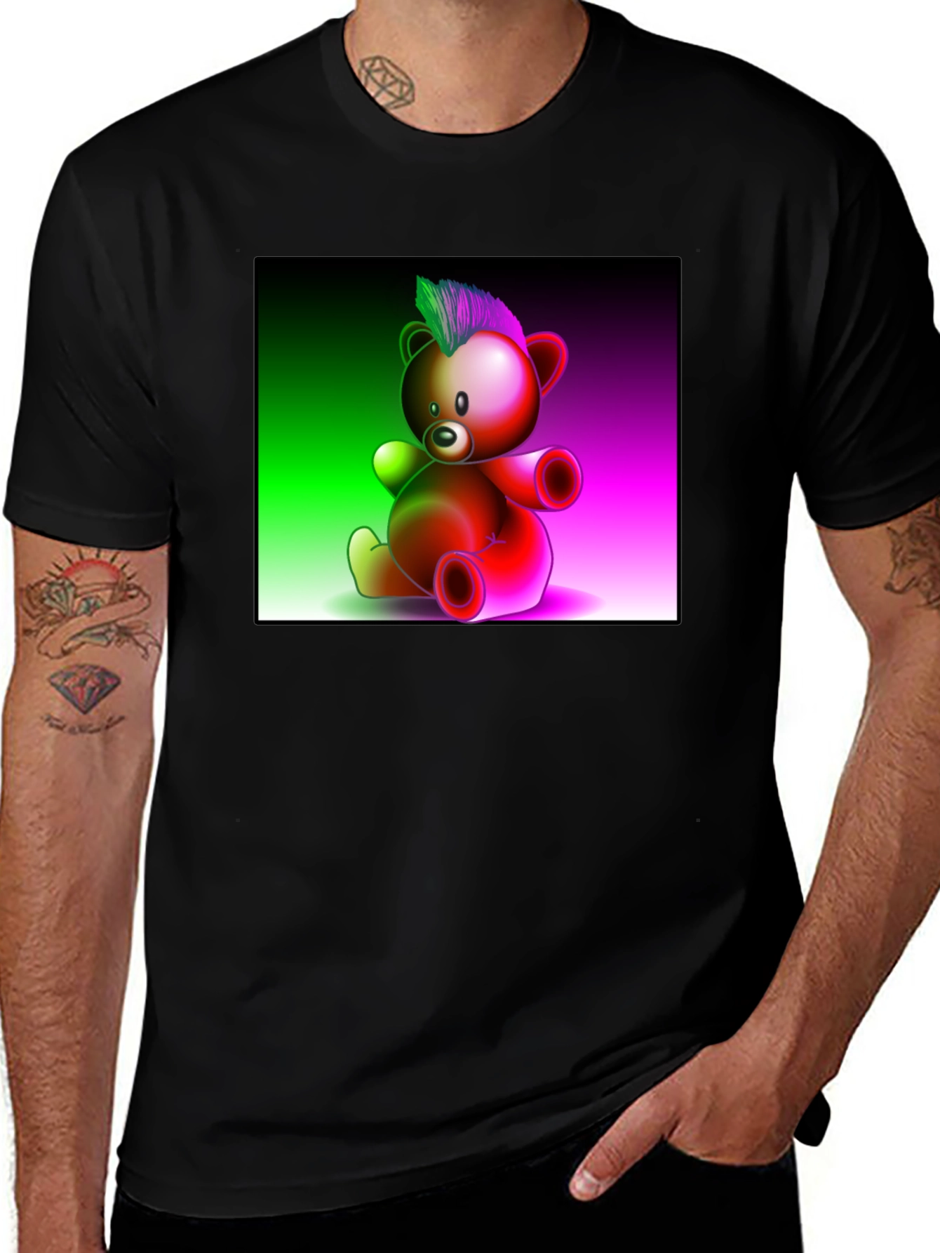 Neon Punk Teddy Bear Graphic Tee