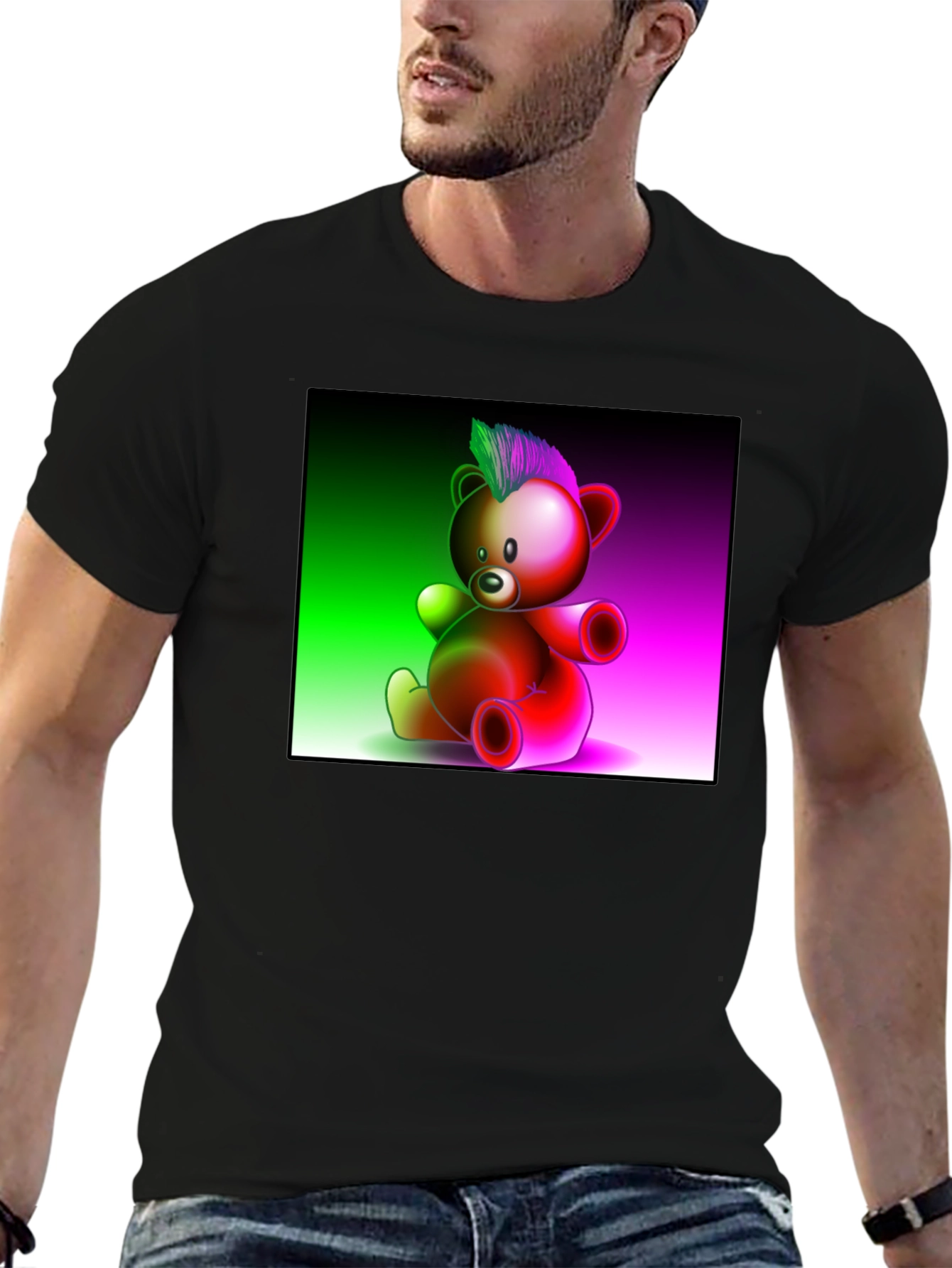 Neon Punk Teddy Bear Graphic Tee