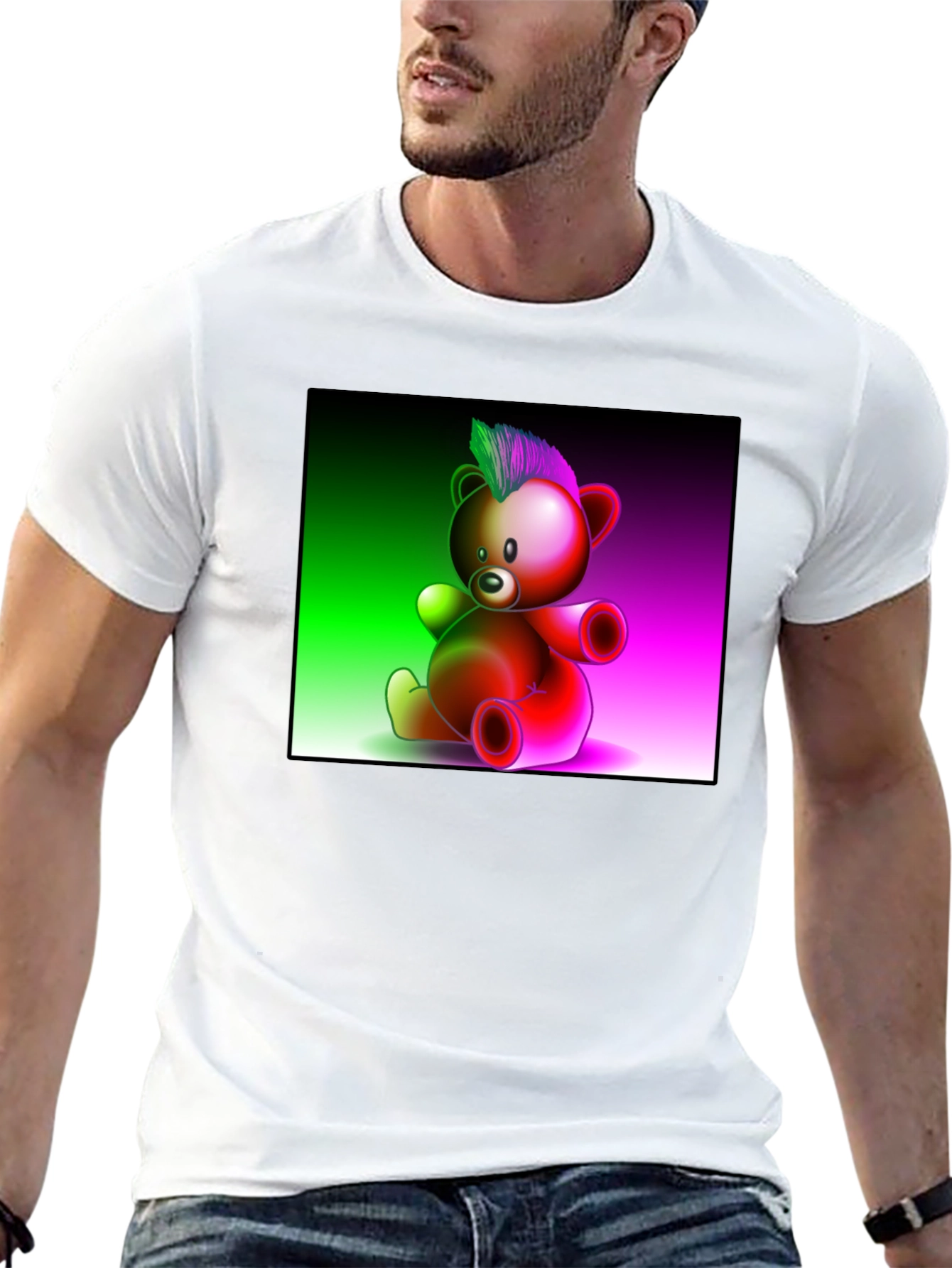 Neon Punk Teddy Bear Graphic Tee