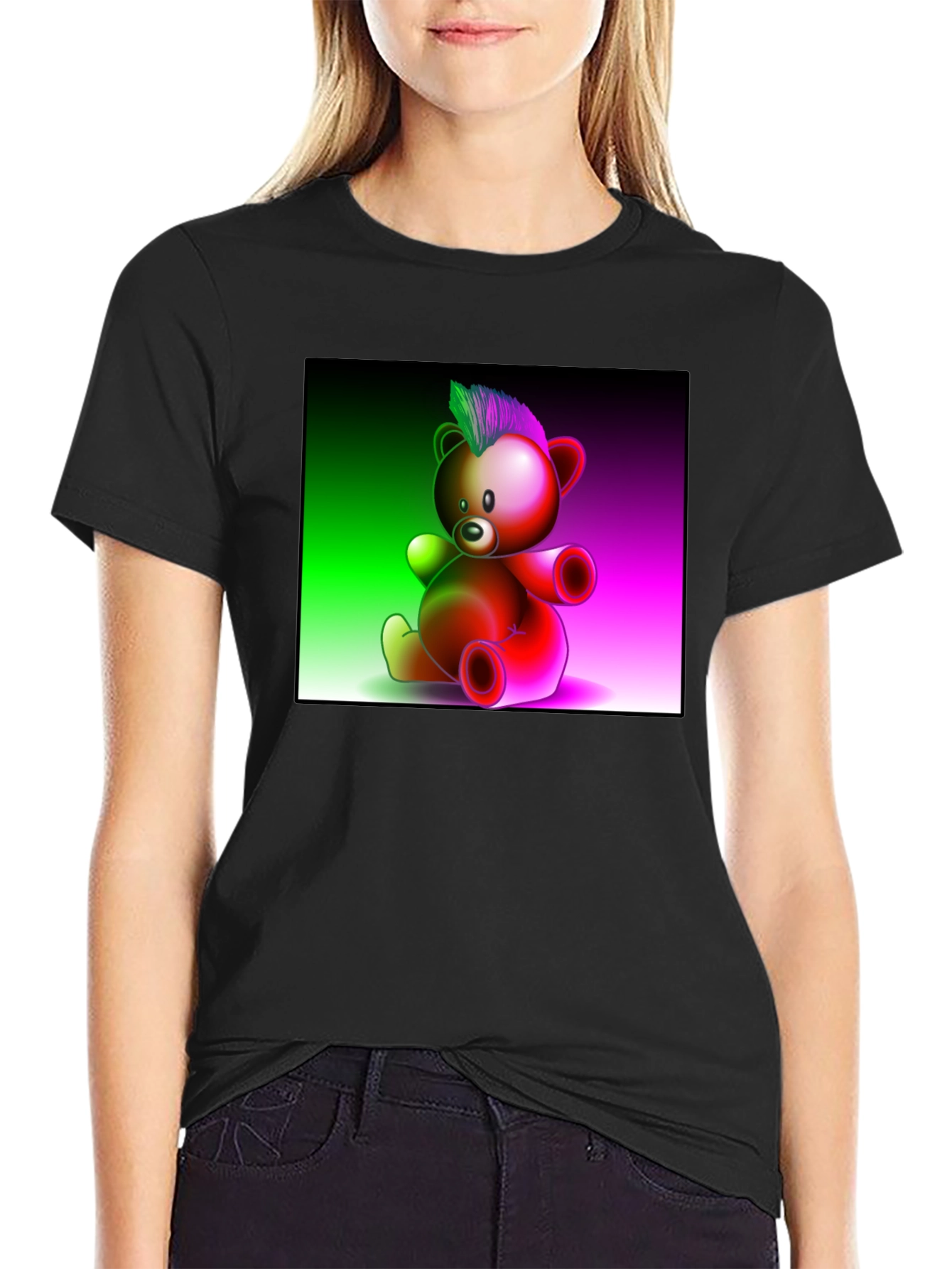 Neon Punk Teddy Bear Graphic Tee