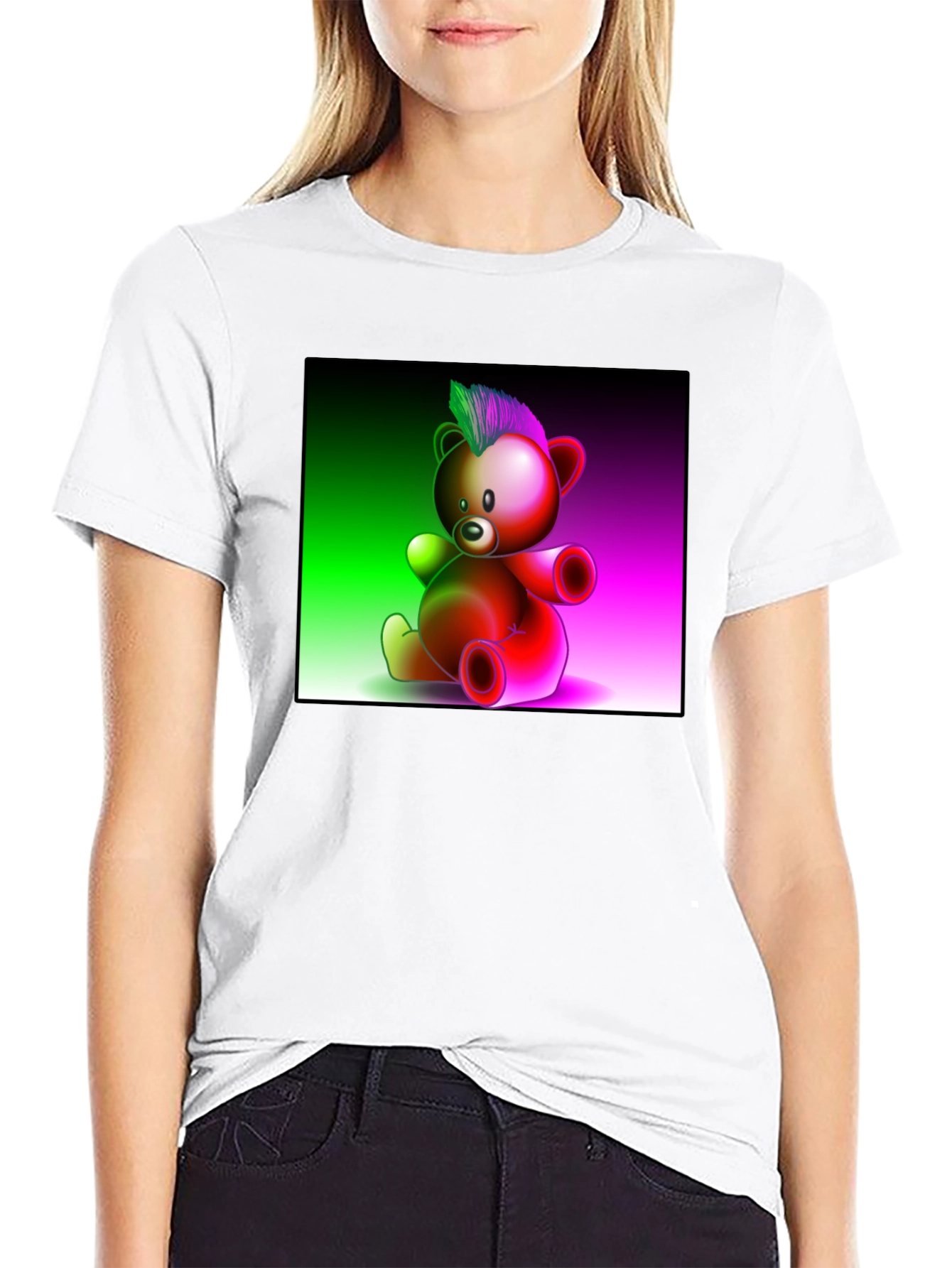 Neon Punk Teddy Bear Graphic Tee