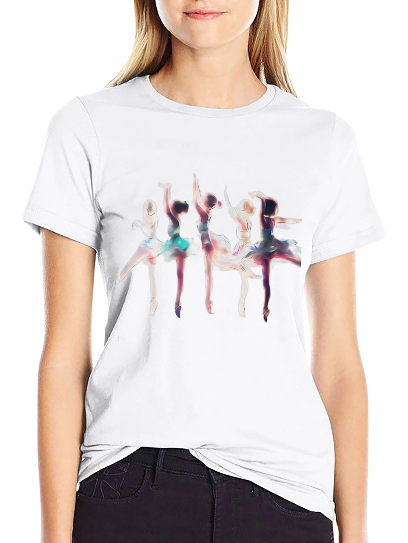 Ballerina Graphic T-Shirt - Black Cotton Tee