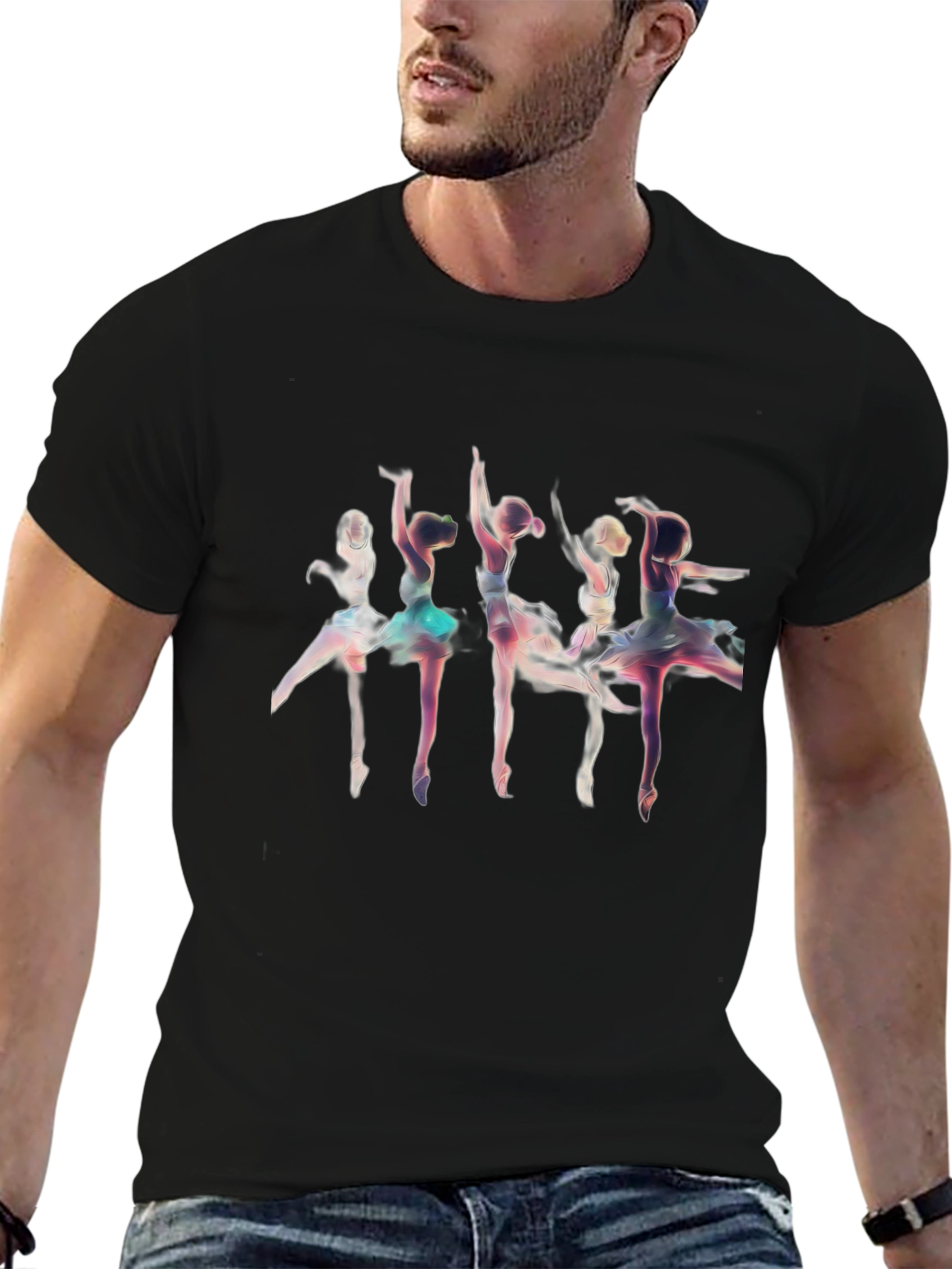 Ballerina Graphic T-Shirt - Black Cotton Tee