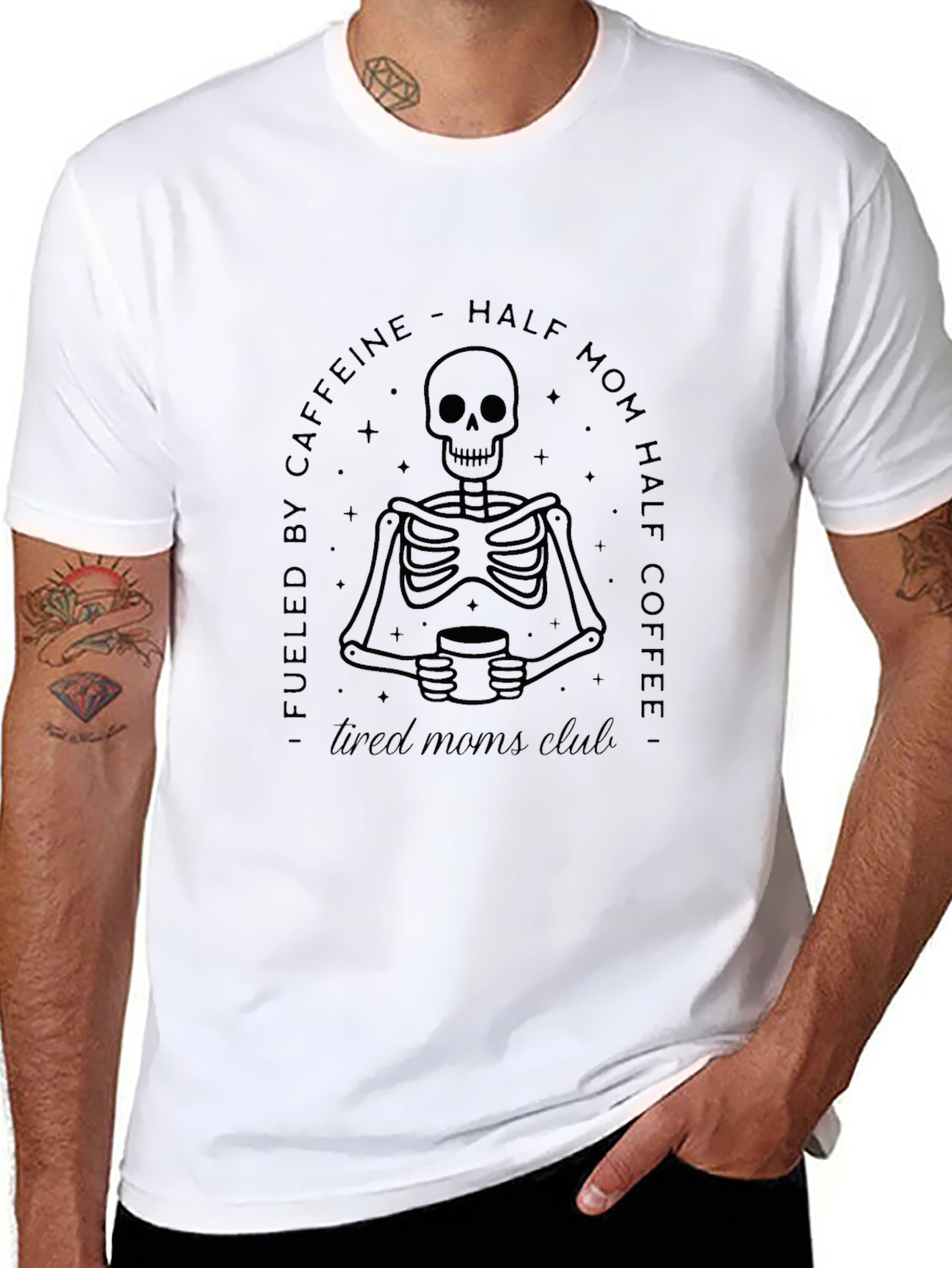 Half Mom Half Coffee Skeleton Graphic Tee