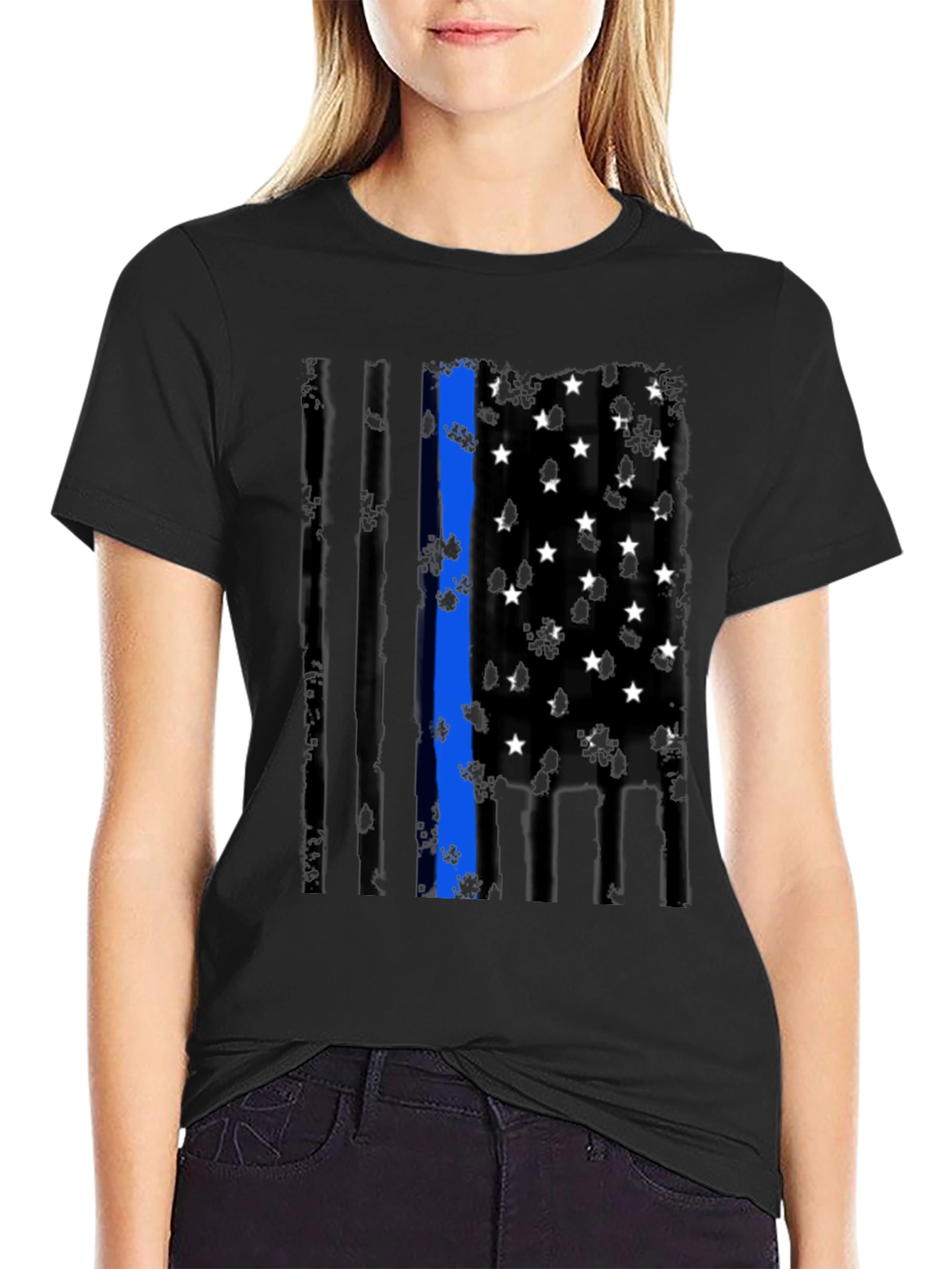 Thin Blue Line Flag Graphic Tee