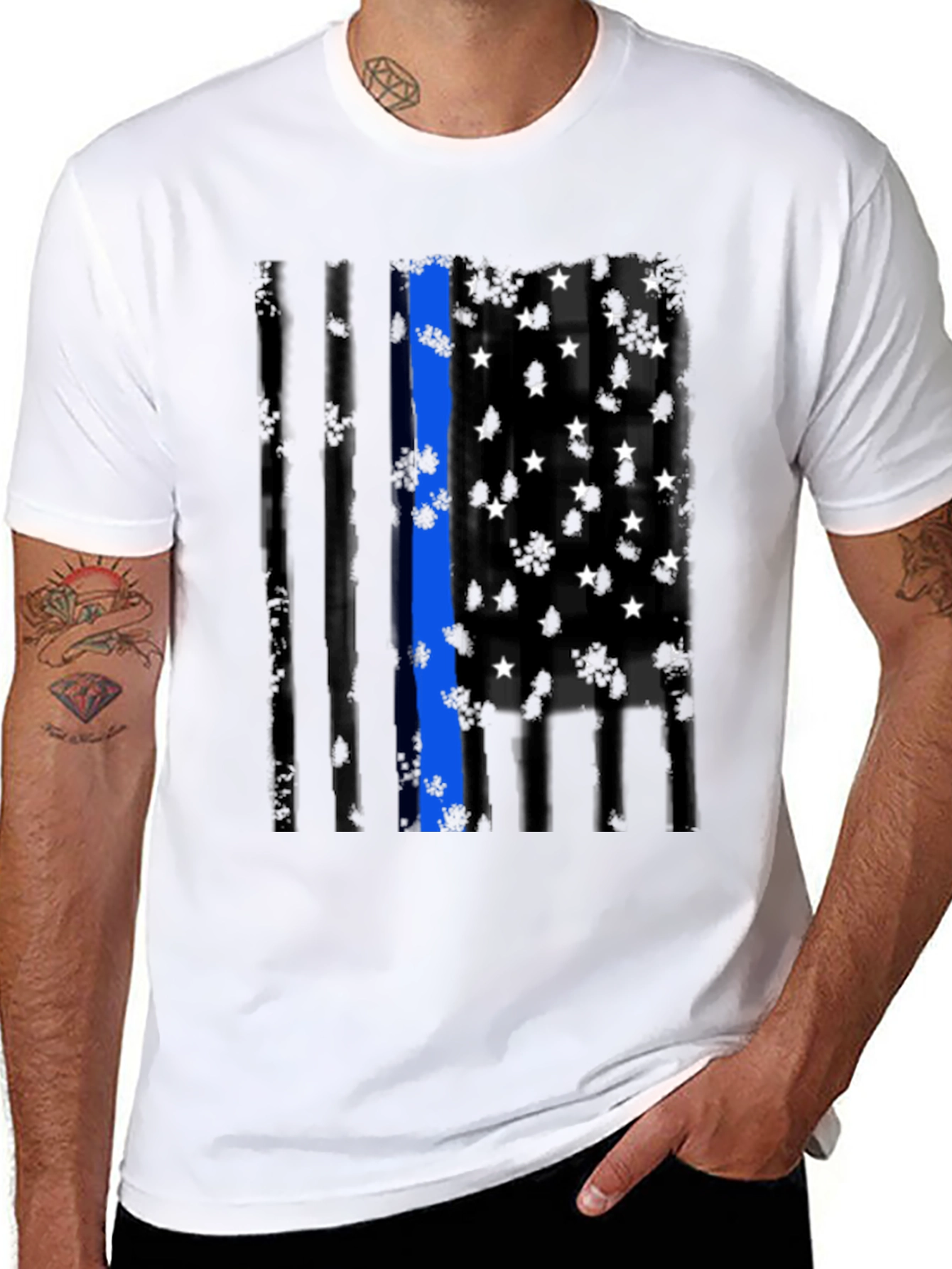 Thin Blue Line Flag Graphic Tee