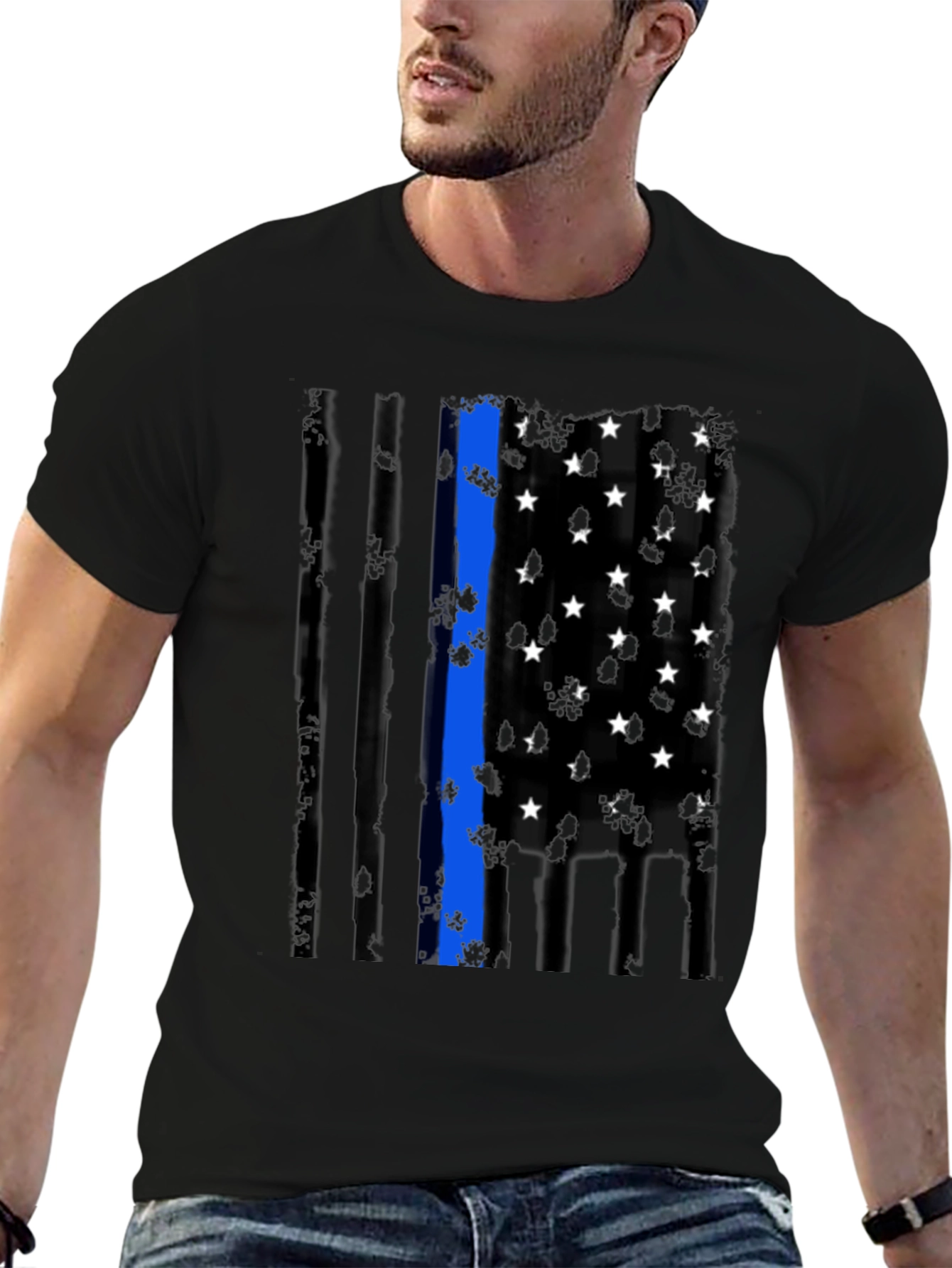 Thin Blue Line Flag Graphic Tee