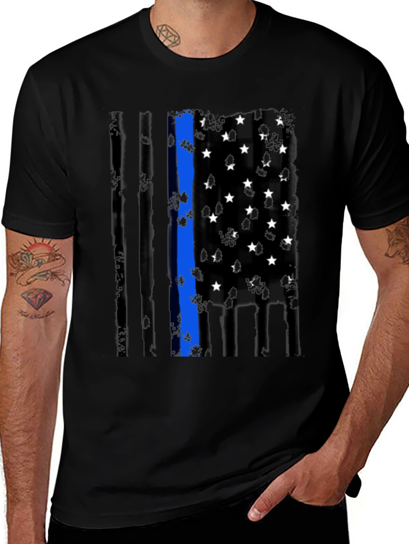 Thin Blue Line Flag Graphic Tee