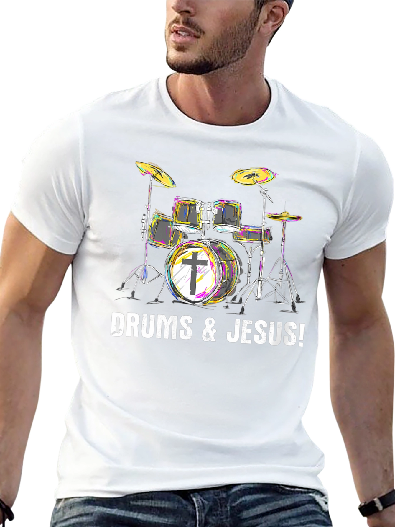 Drums & Jesus T-Shirt - Christian Drummer Tee