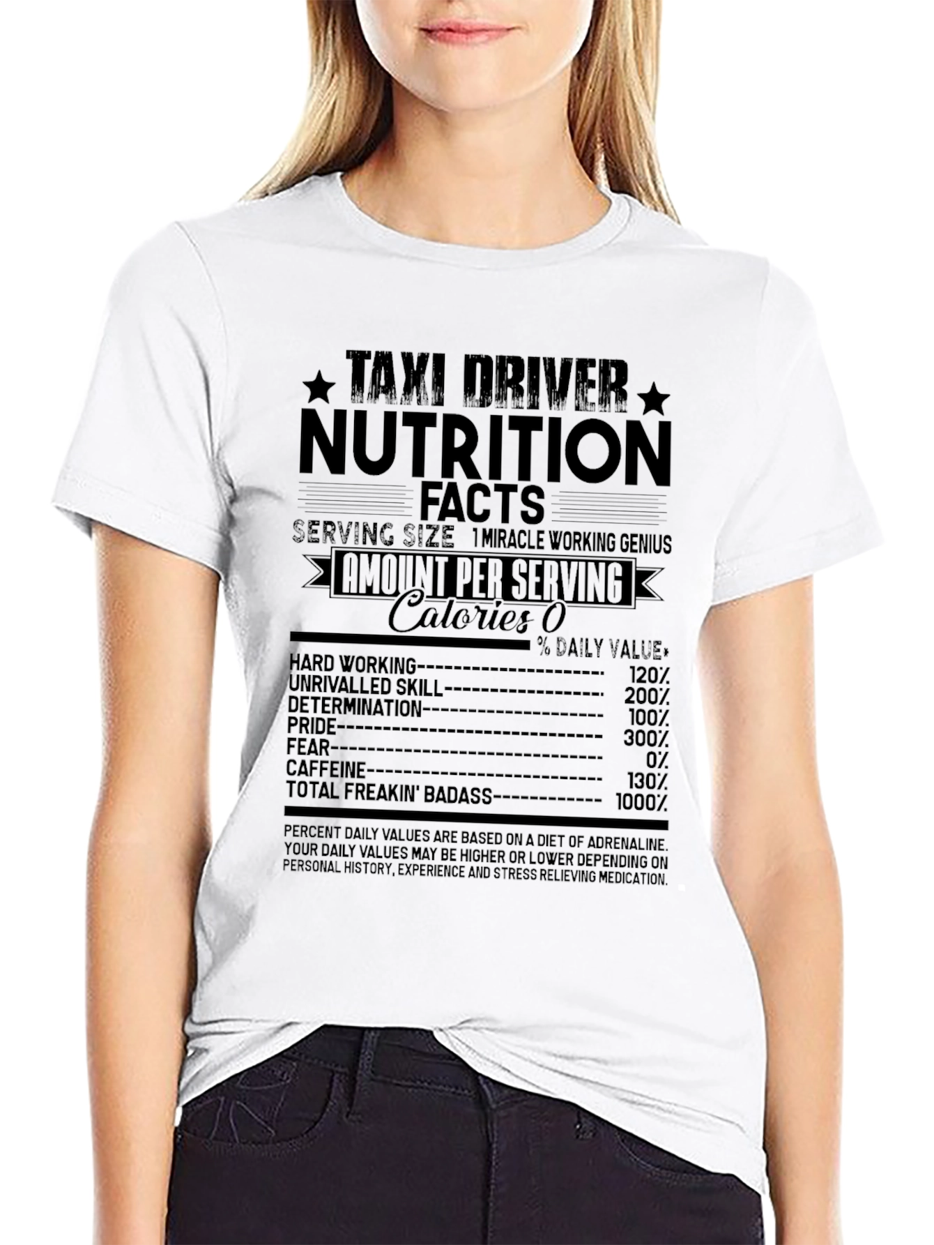 Taxi Driver Nutrition Facts Graphic T-Shirt