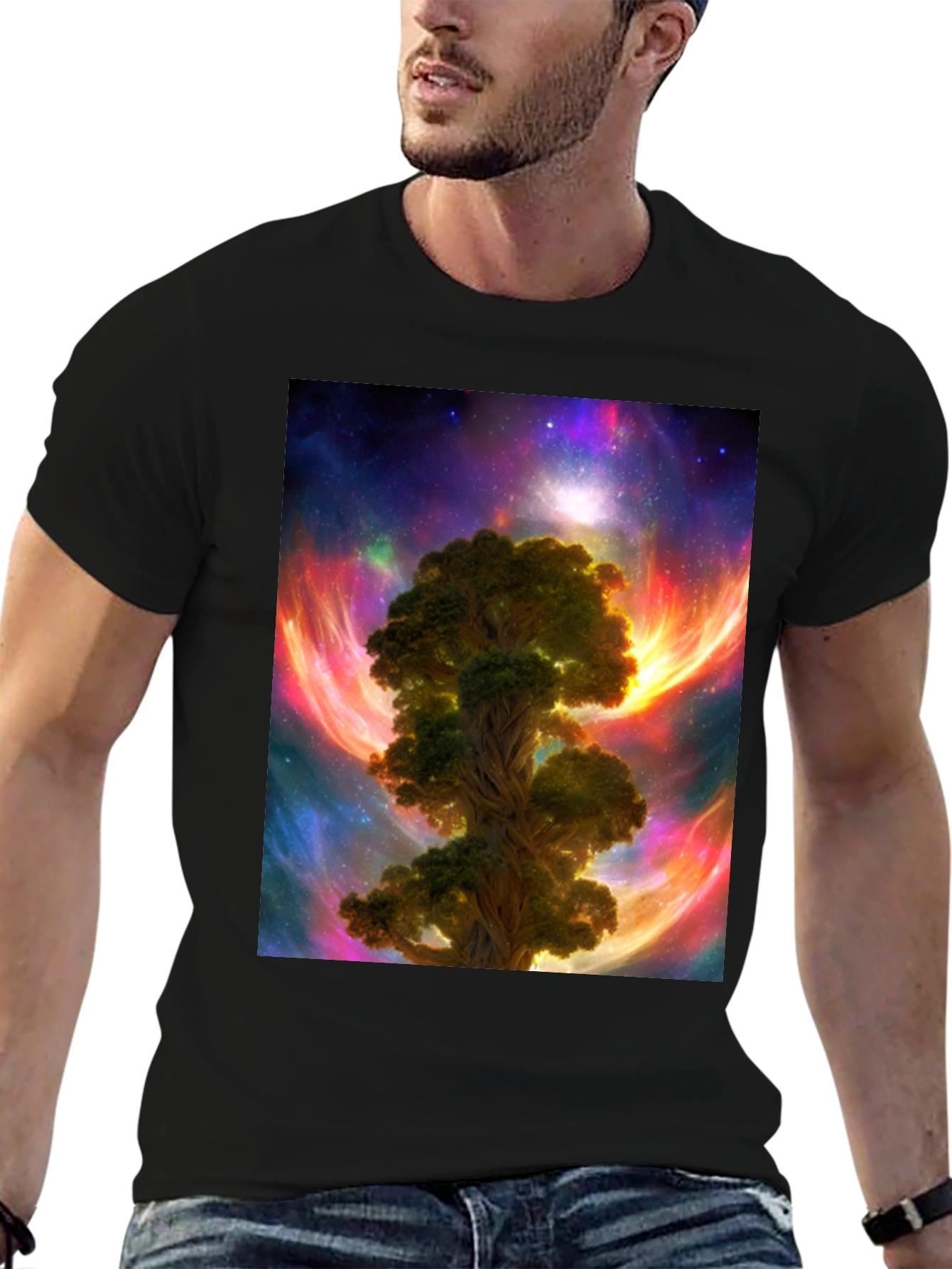 Cosmic Tree Graphic T-Shirt - Mens Black Tee