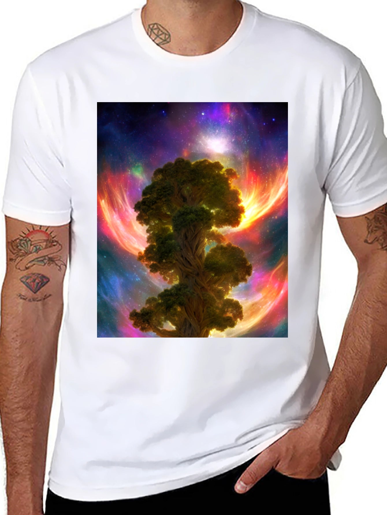 Cosmic Tree Graphic T-Shirt - Mens Black Tee