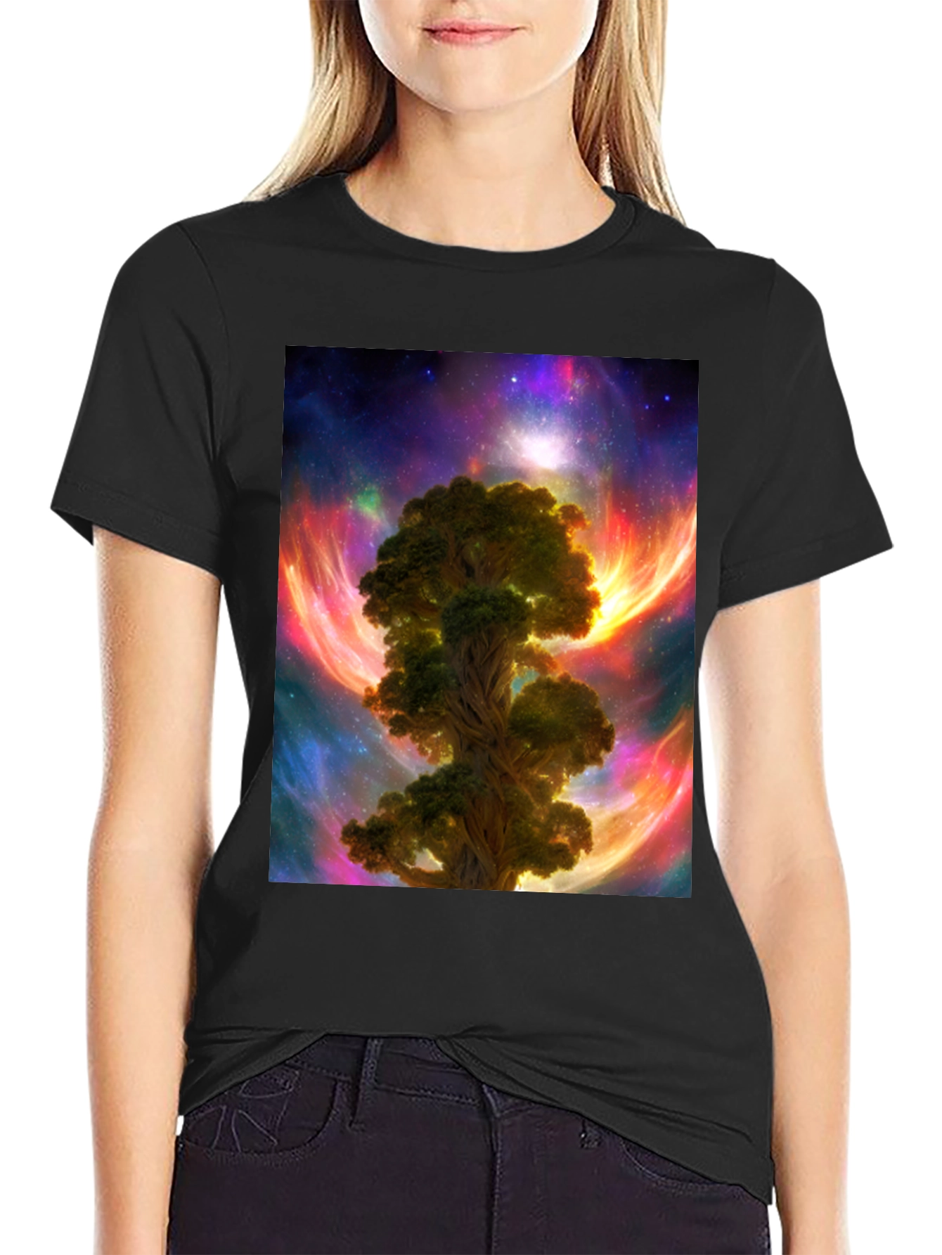 Cosmic Tree Graphic T-Shirt - Mens Black Tee