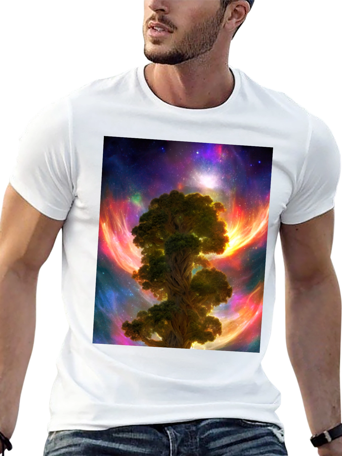 Cosmic Tree Graphic T-Shirt - Mens Black Tee