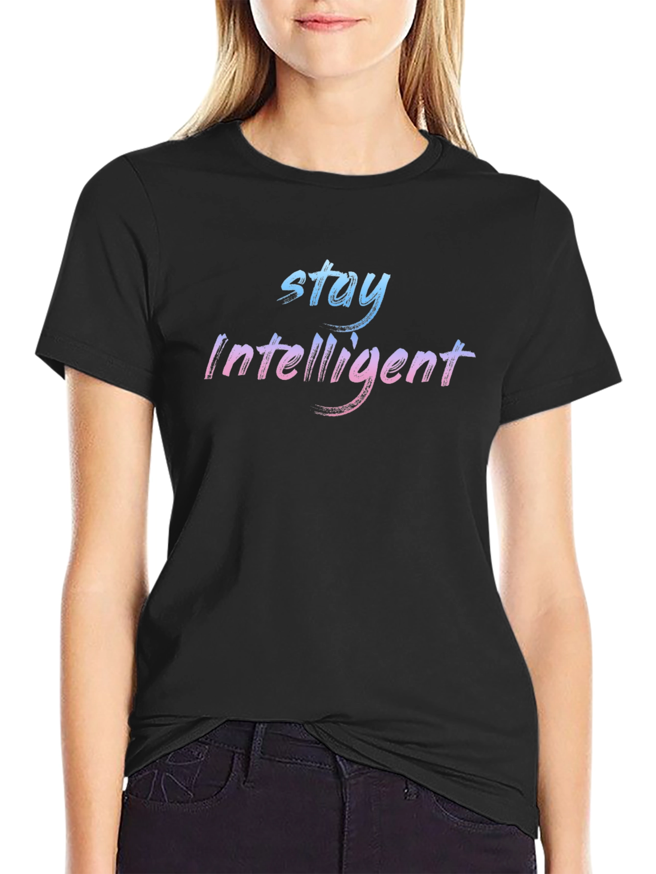 Stay Intelligent Graphic Black T-Shirt