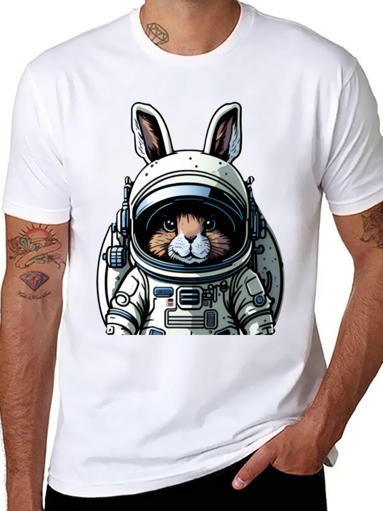 Astronaut Bunny Black T-Shirt