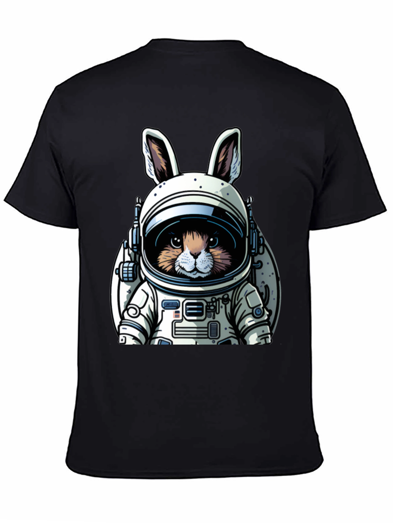 Astronaut Bunny Black T-Shirt