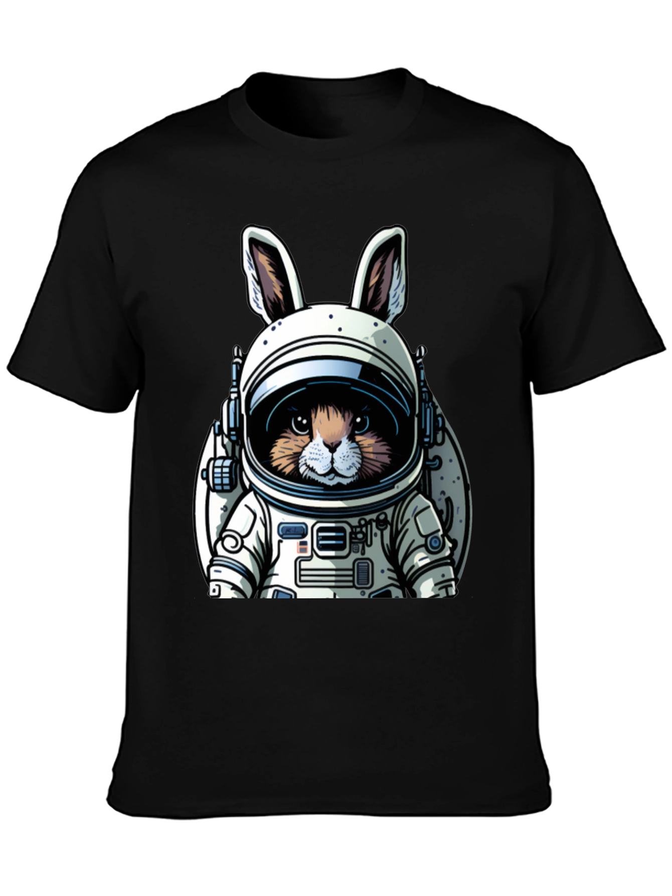 Astronaut Bunny Black T-Shirt