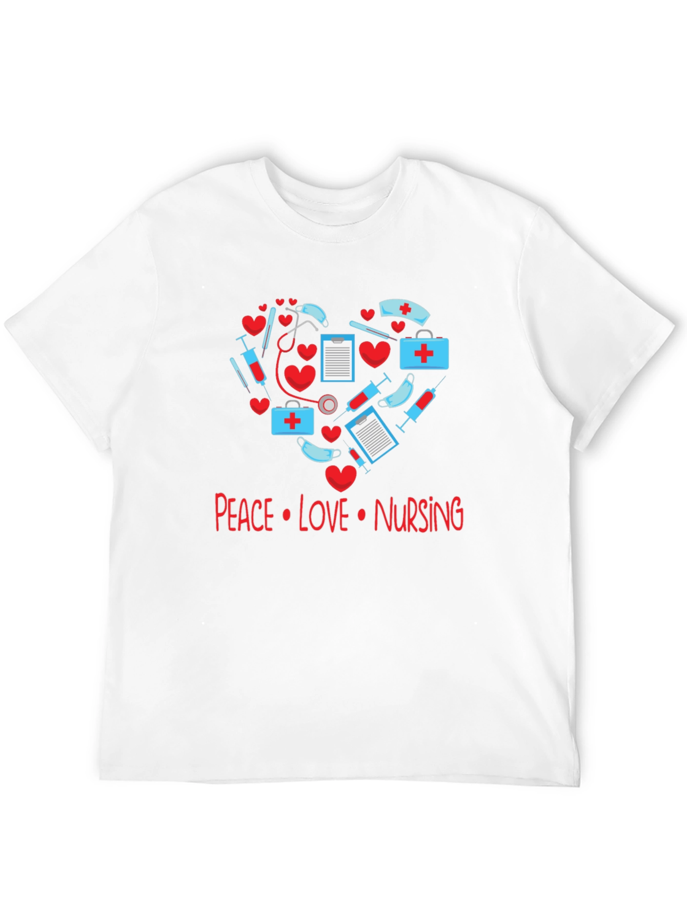 Peace Love Nursing T-Shirt - Medical Heart Design